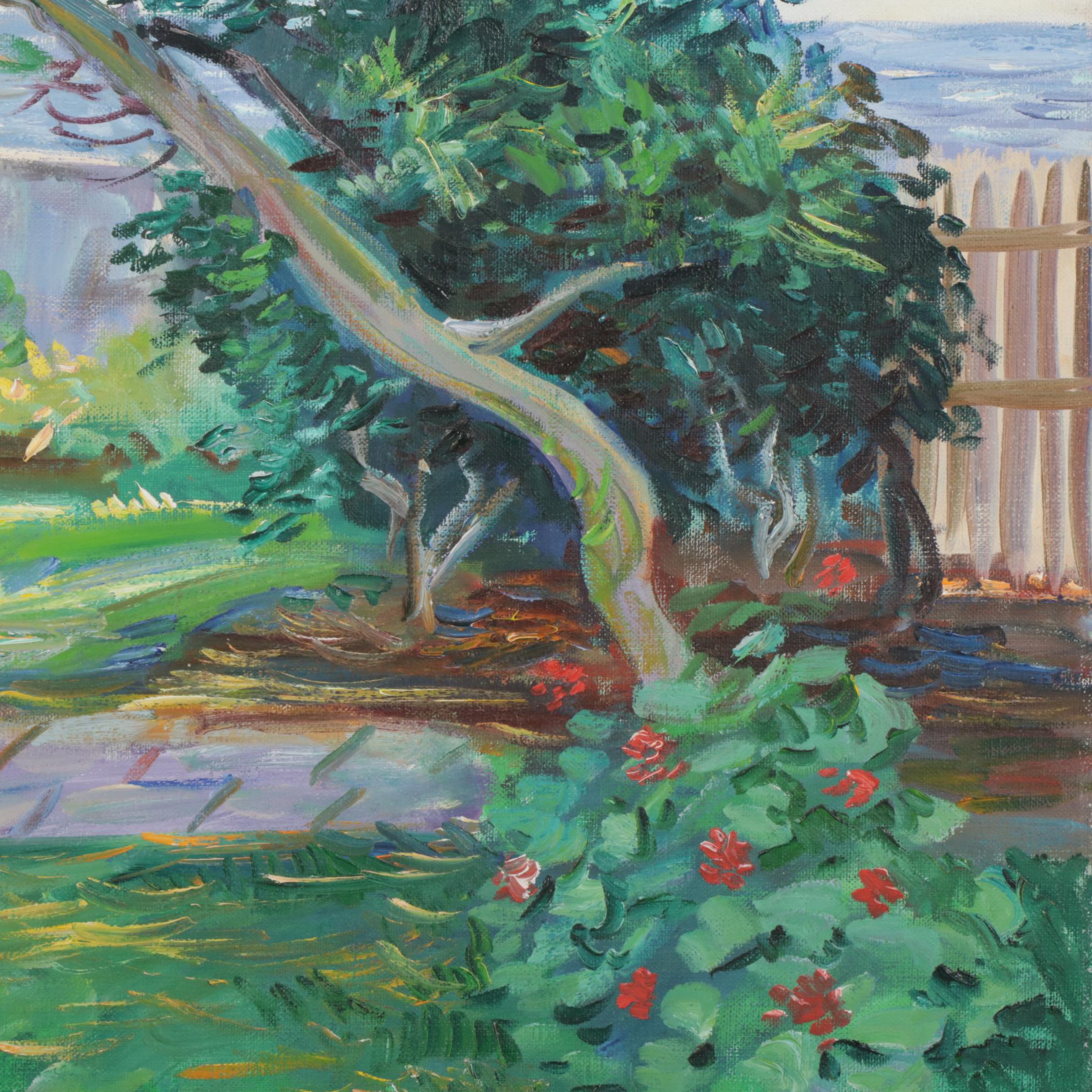 Charles Merrill Mount Oil Painting "The Front Garden: Neponsit," 1974