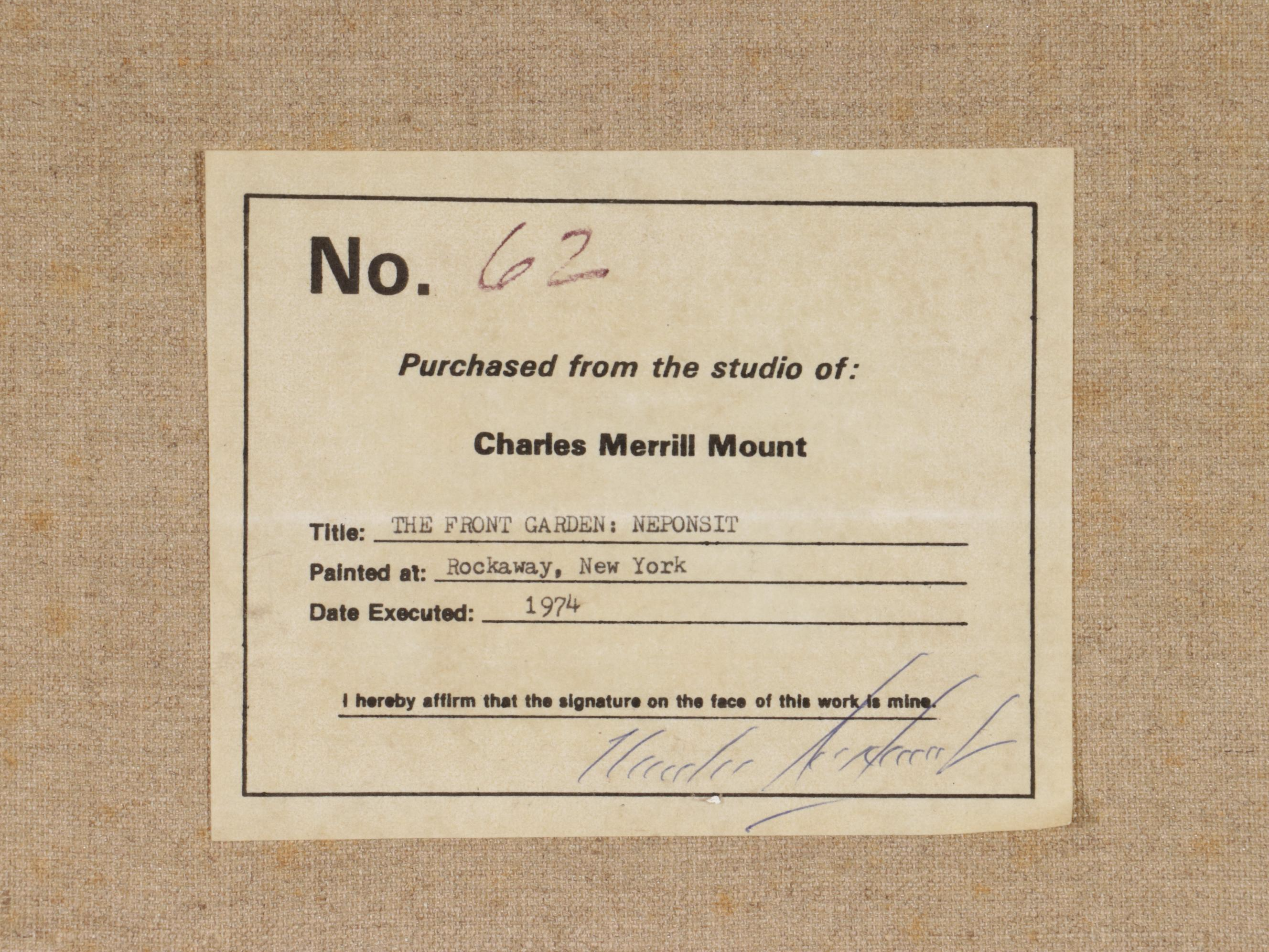 Charles Merrill Mount Oil Painting "The Front Garden: Neponsit," 1974