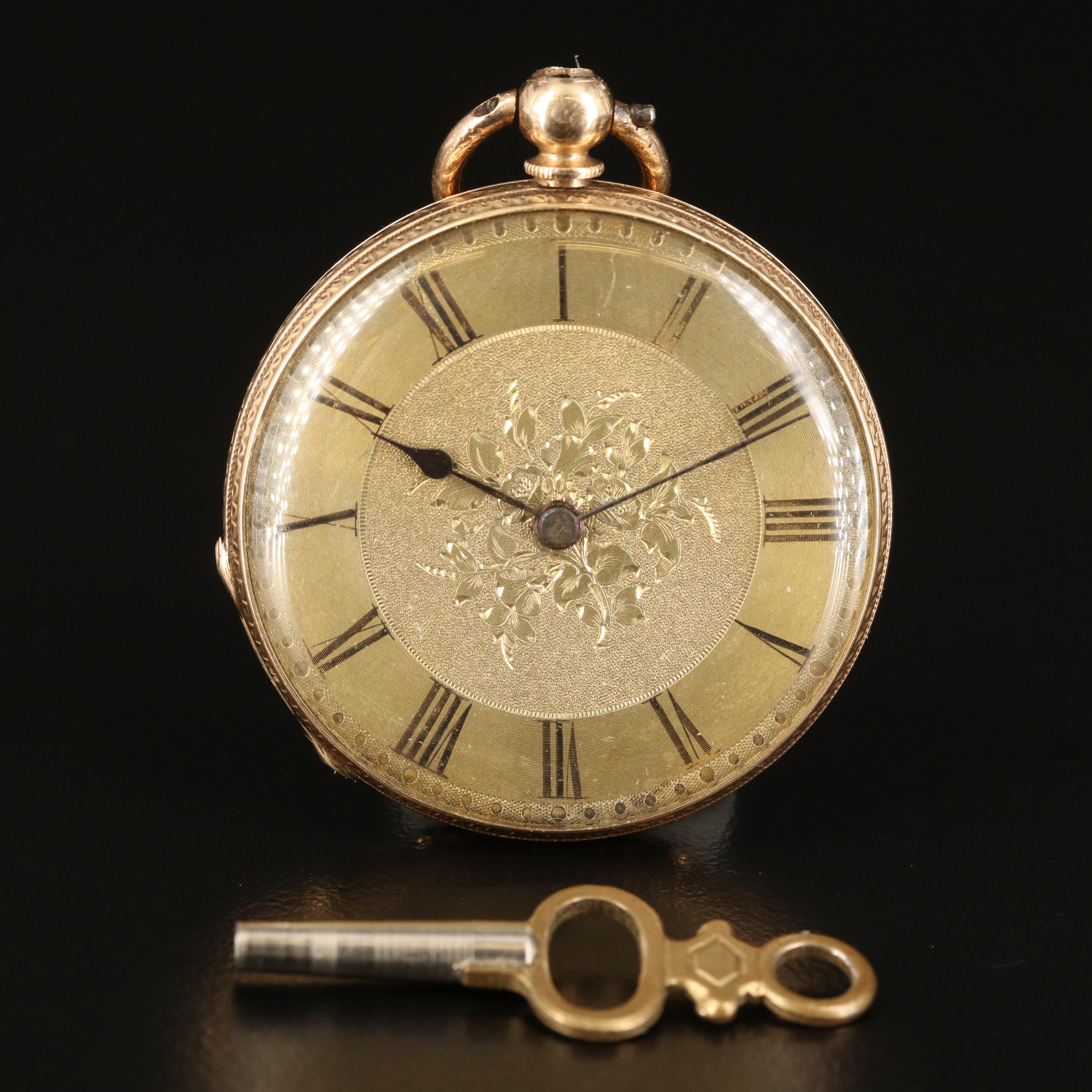 14K George Dyer Key Wind & Set Pocket Watch