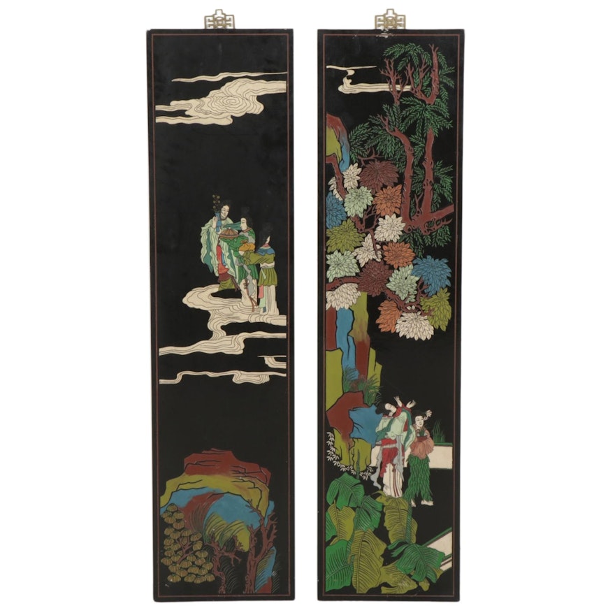 Two Japanese Vertical Figural Panels