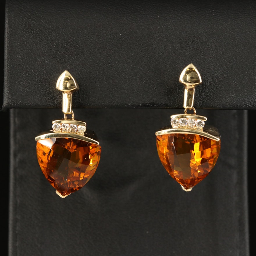 14K Glass and Diamond Earrings