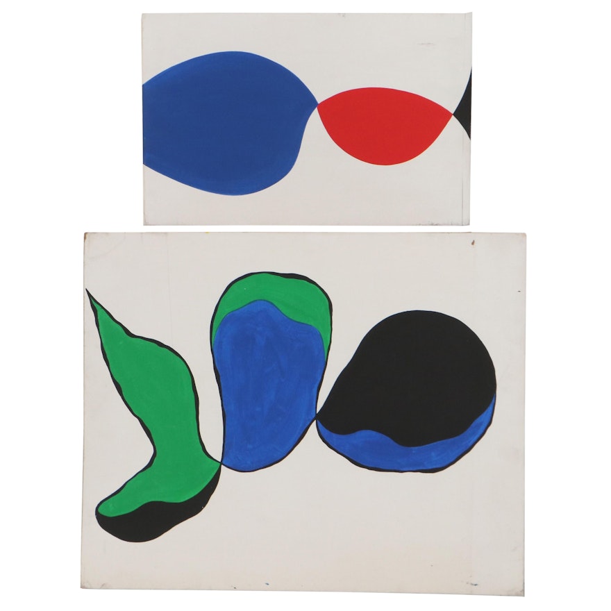 Achi Sullo Abstract Acrylic Paintings, Circa 1966