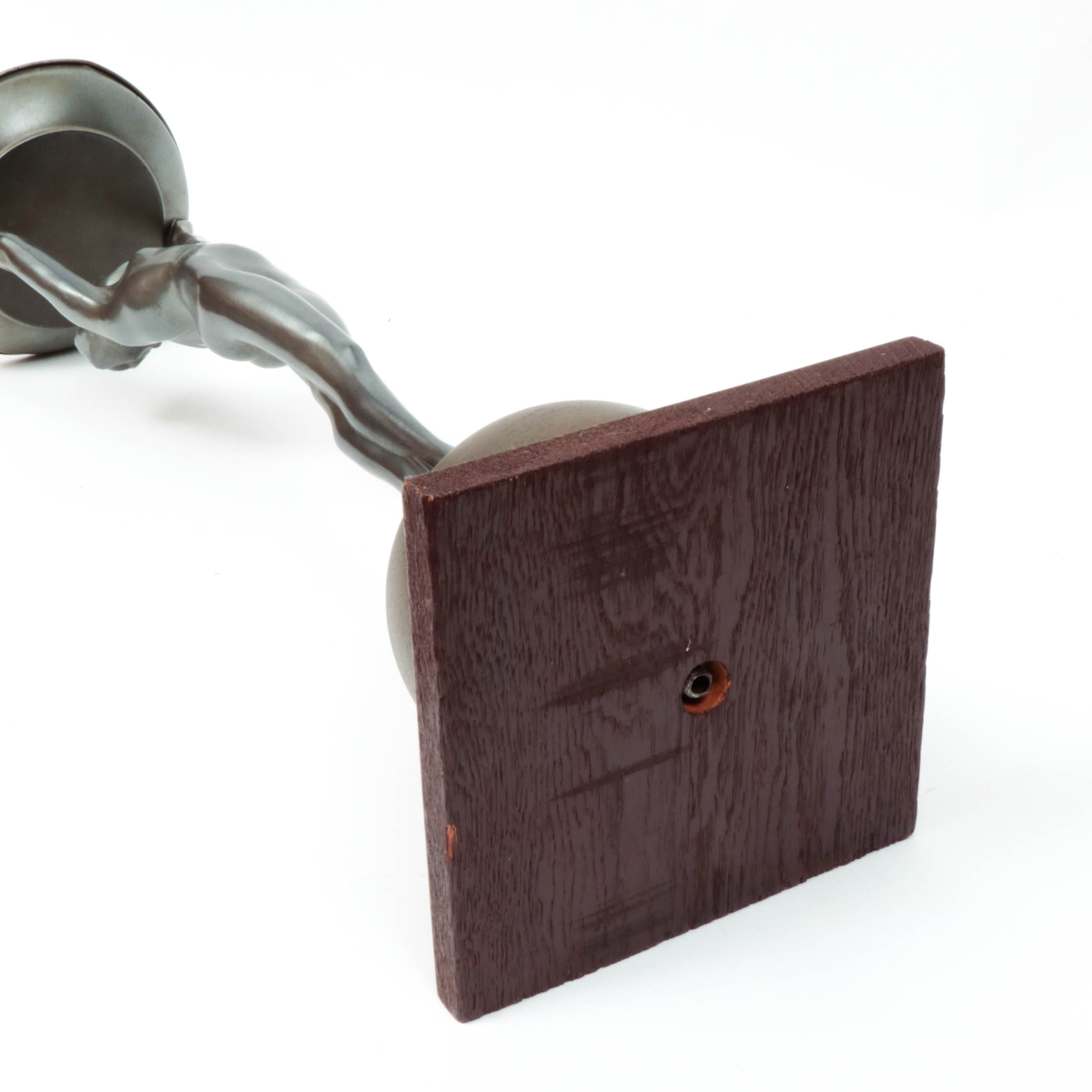 Frankart Art Deco Figural Nude Patinated Metal and Black Glass Ashtray Stand