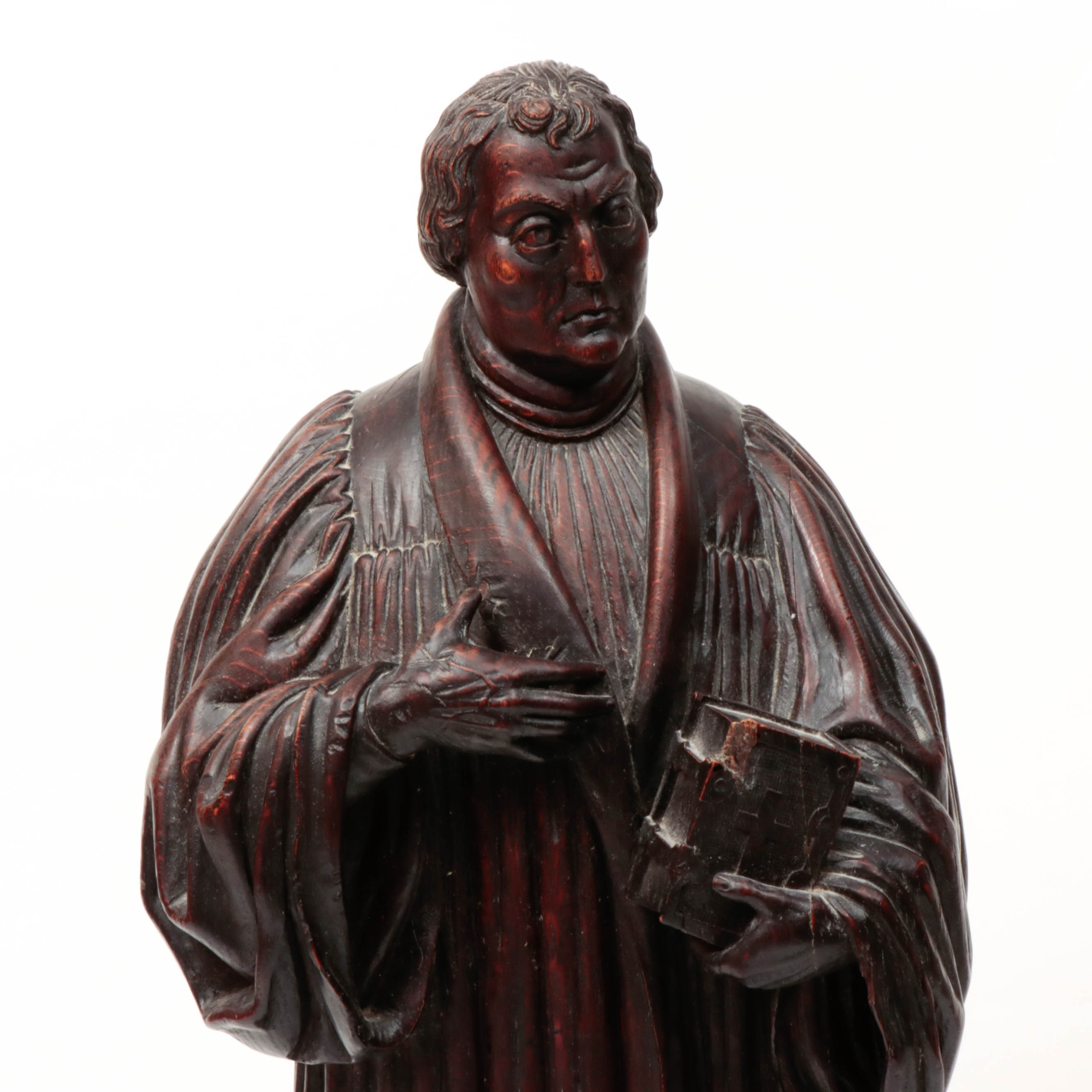 Carved Wood Statue Depicting Martin Luther, 19th Century