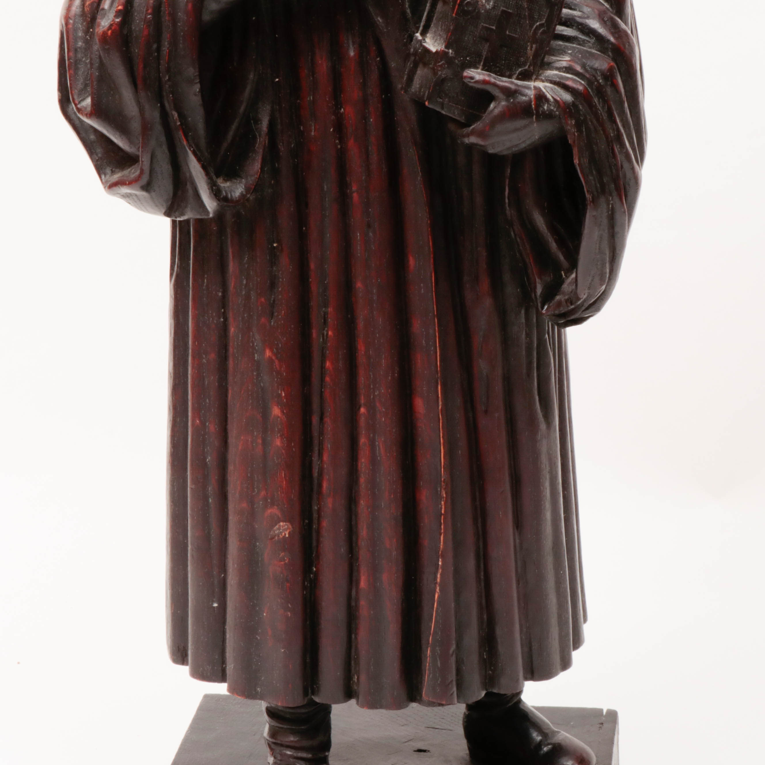 Carved Wood Statue Depicting Martin Luther, 19th Century