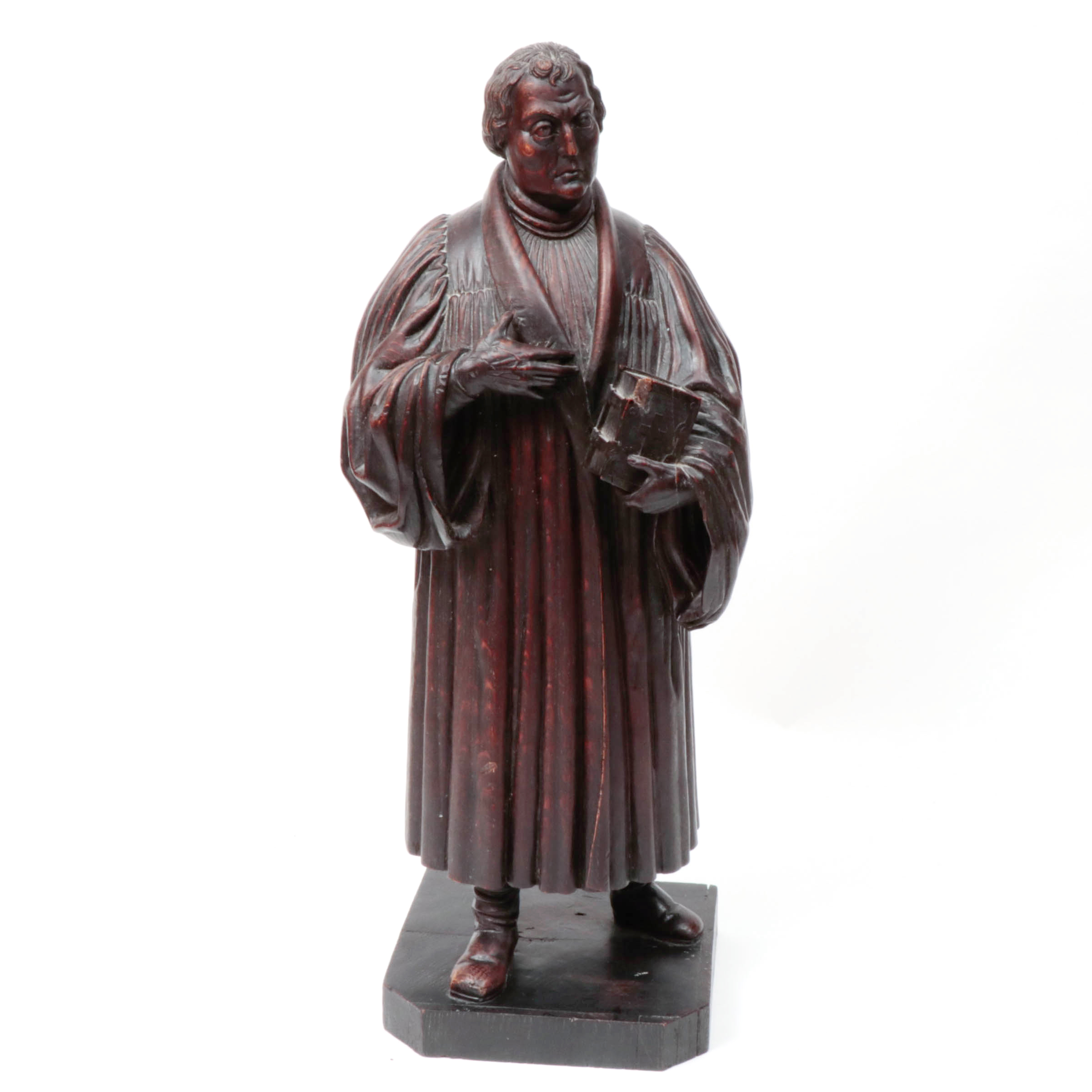 Carved Wood Statue Depicting Martin Luther, 19th Century
