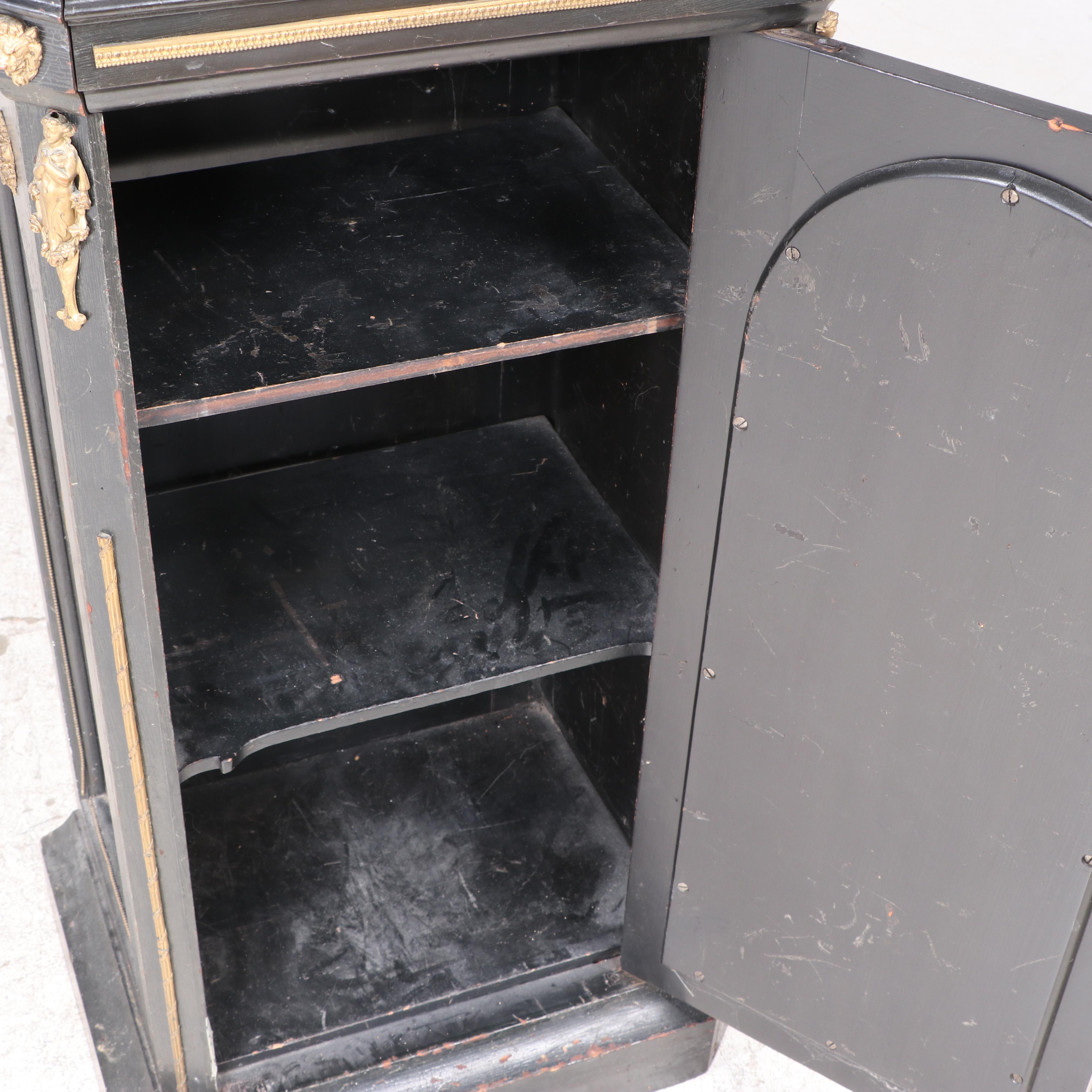 Napoleon III Ebonized Wood Pedestal Cabinet, Late 19th Century