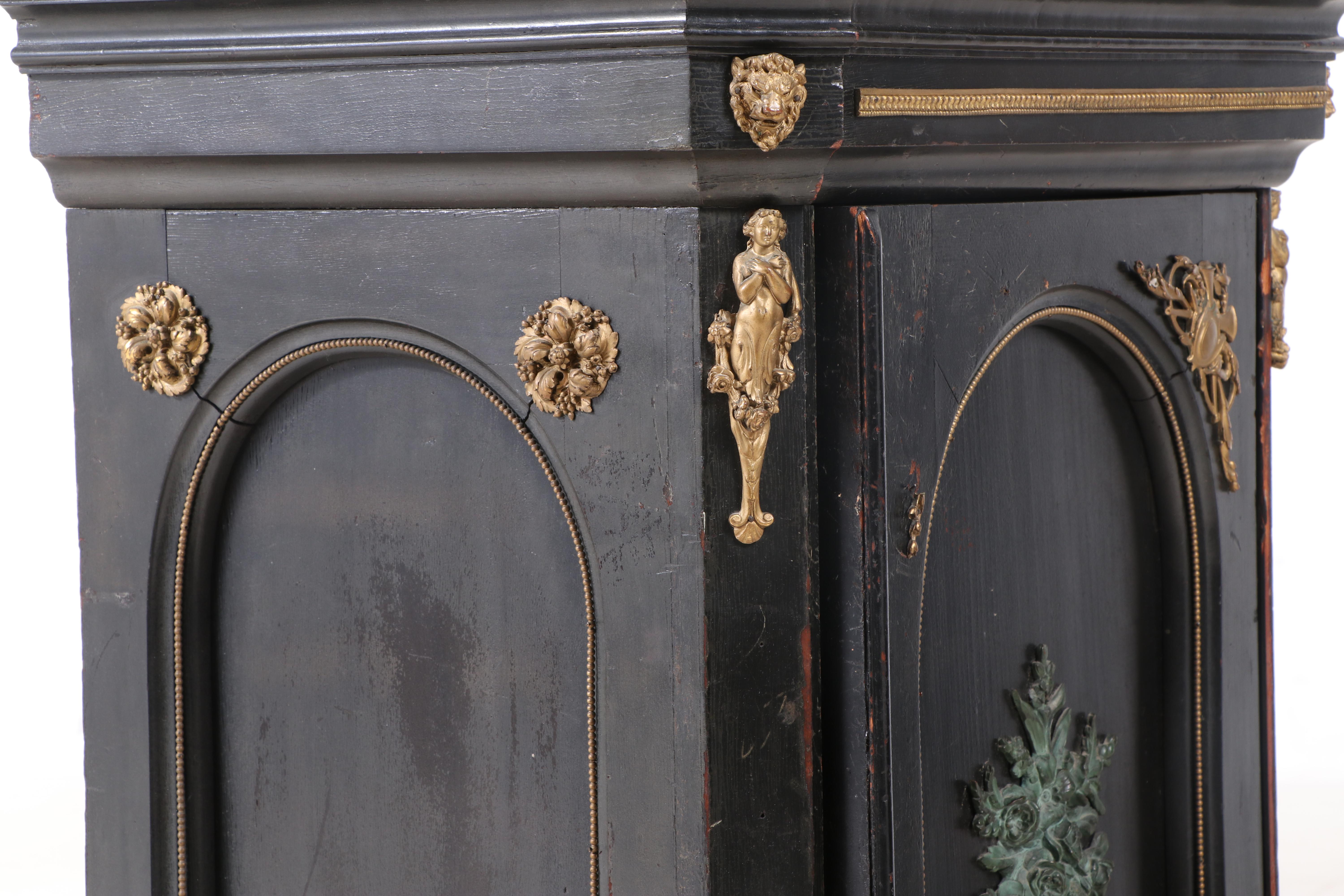 Napoleon III Ebonized Wood Pedestal Cabinet, Late 19th Century