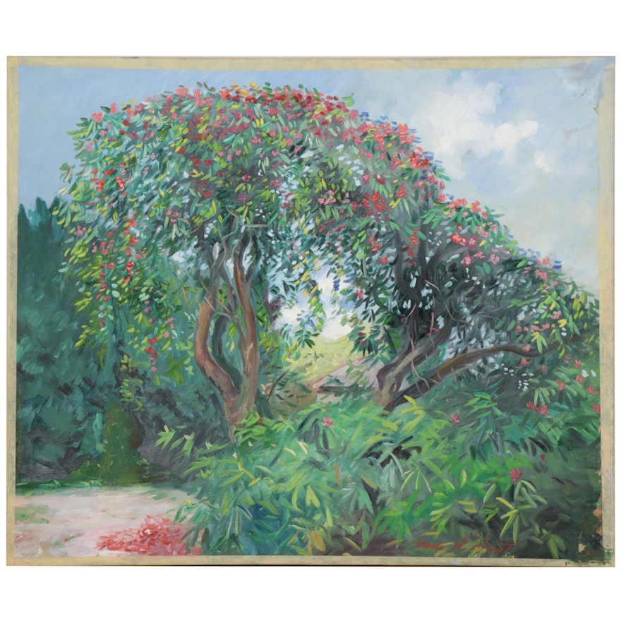 Charles Merrill Mount Oil Painting "The Rhododendron Tree at Bel Air," 1961