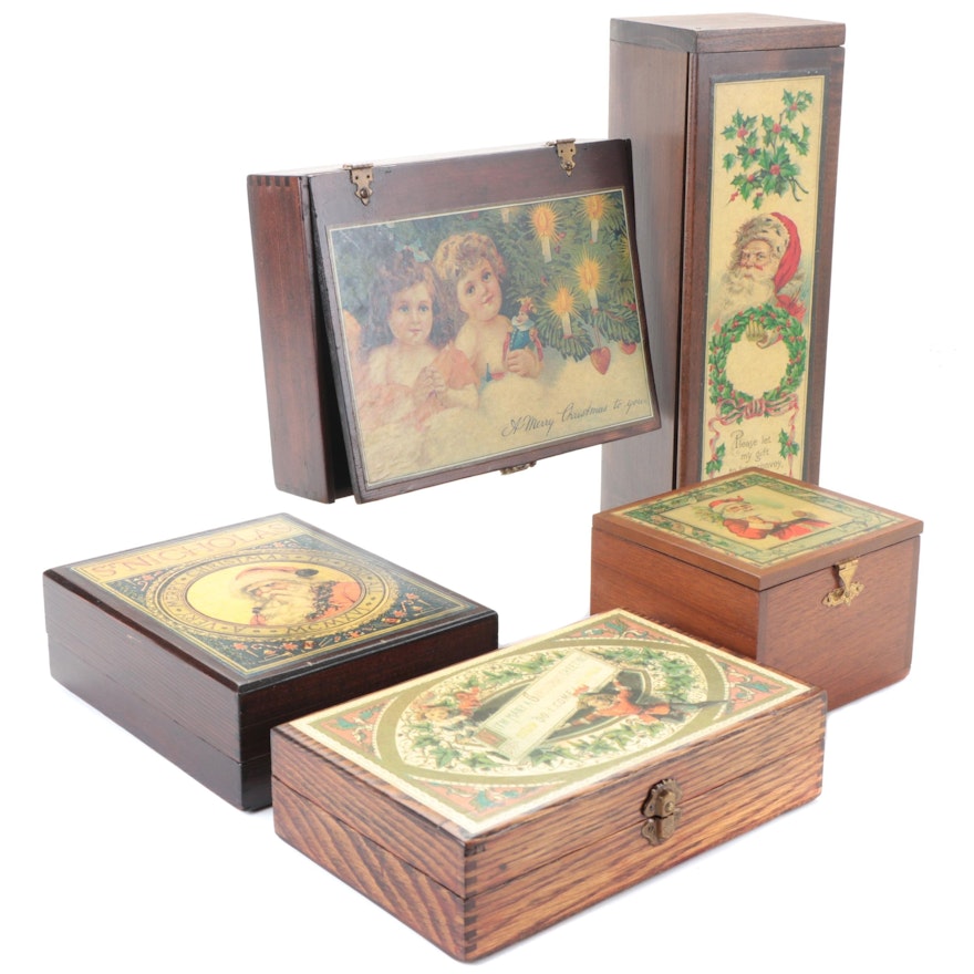 Wooden Christmas Motif Decorative Boxes