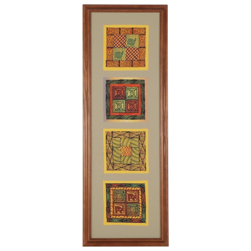 African Kudhinda Relief Prints Framed Wall Hanging