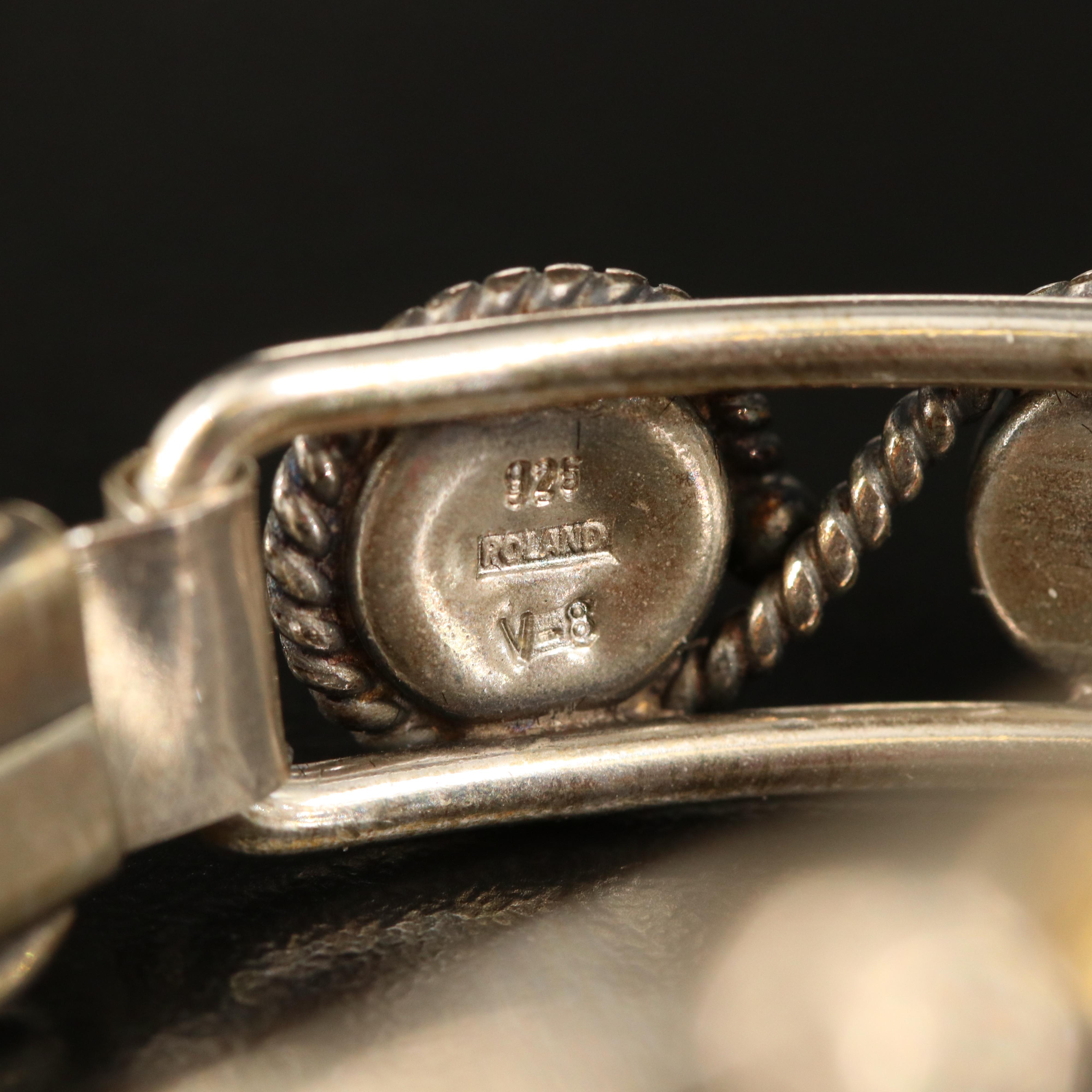 Sterling Amber and Copal Hinged Bracelet