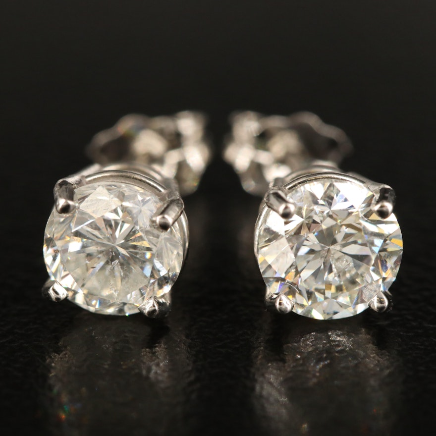 Platinum 2.07 CTW Diamond Stud Earrings with GIA eReports