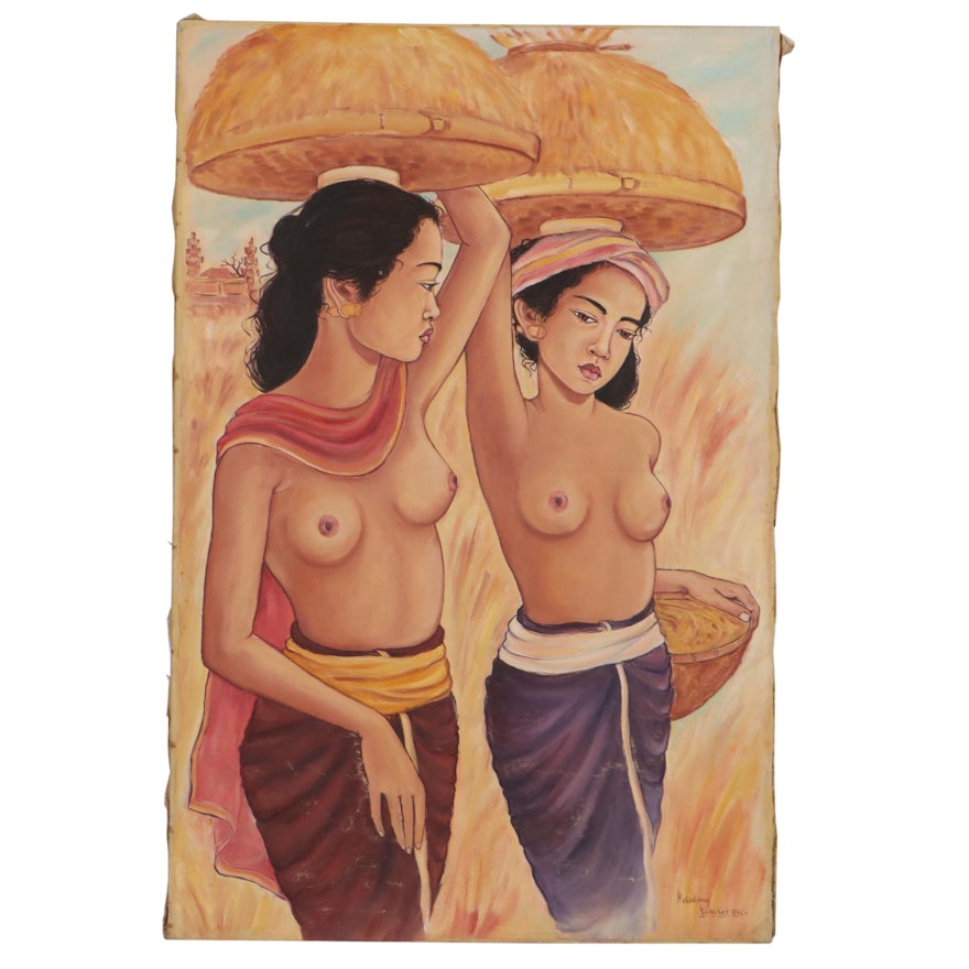 Balinese Oil Painting "Mekadjang," 1962