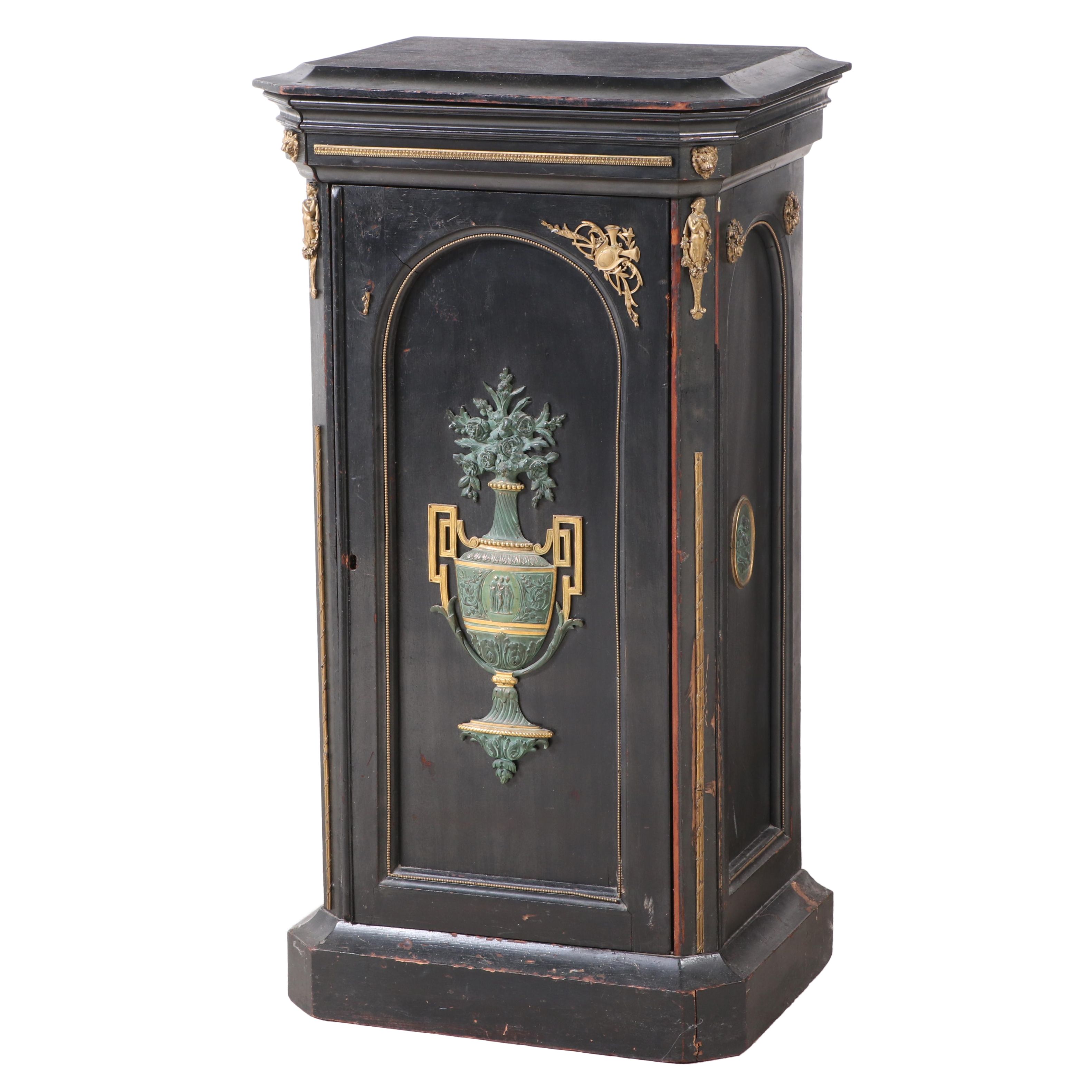 Napoleon III Ebonized Wood Pedestal Cabinet, Late 19th Century