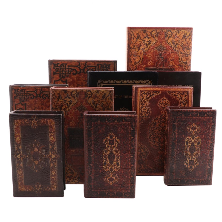 Embossed Faux Book Storage Boxes, Late 20th Century