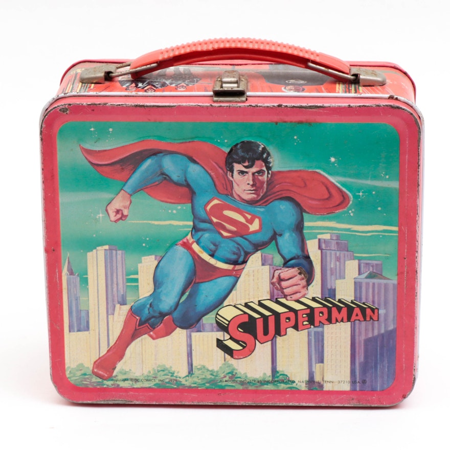 King-Seeley "Superman" 1967 Comics Thermos and 1978 Movie Lunchbox