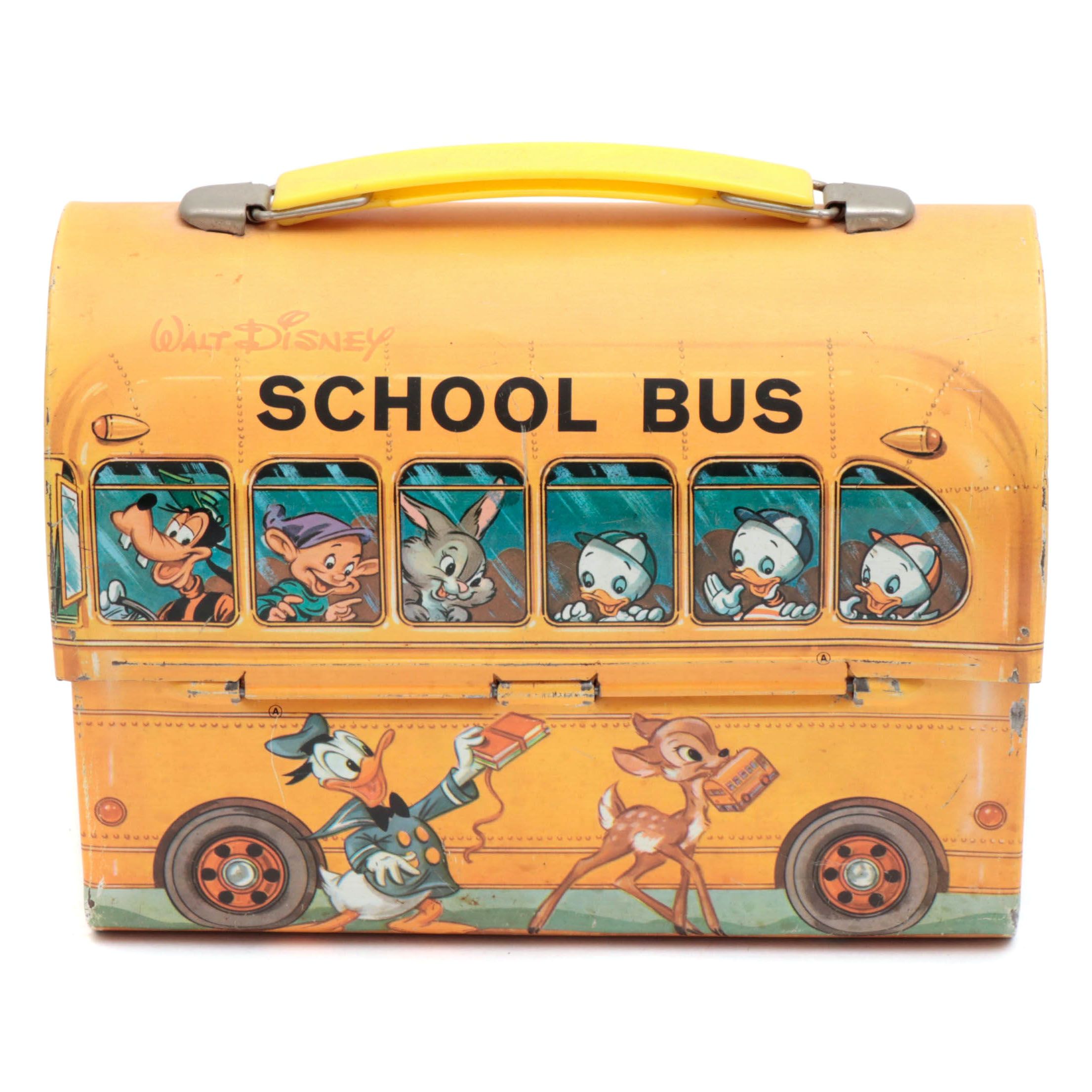 Aladdin Industries Inc. Disney School Bus Dome Lunchbox and Thermos, 1960s