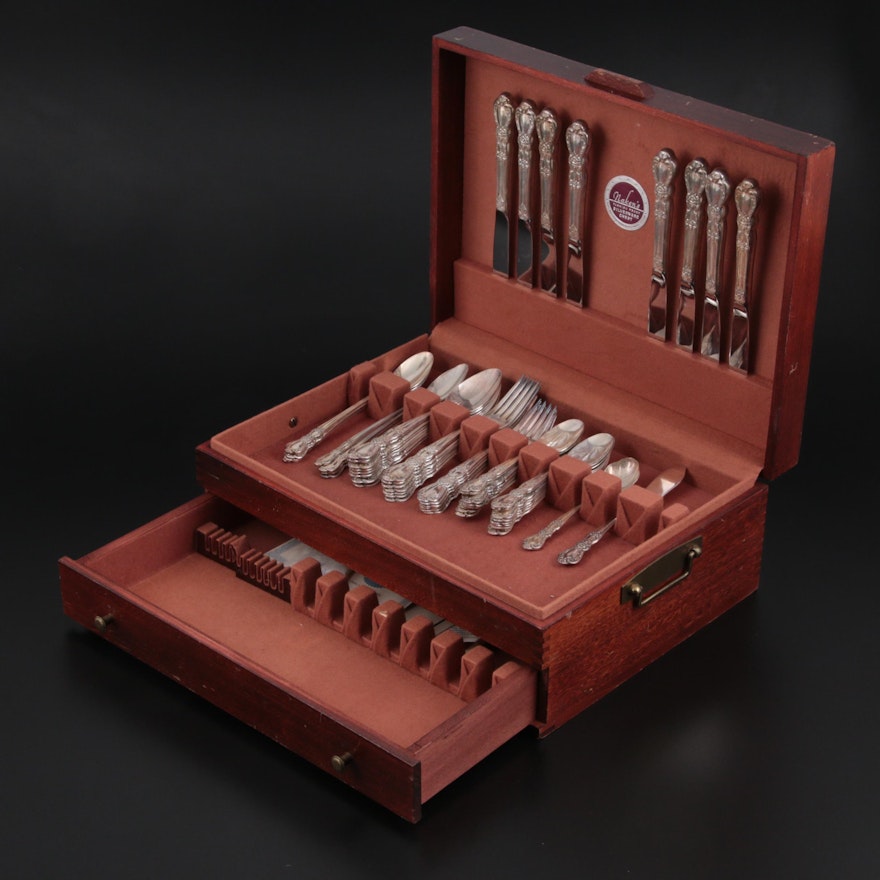 1847 Roger Bros. "Heritage" Silver Plate Flatware in Chest, 1953-1973