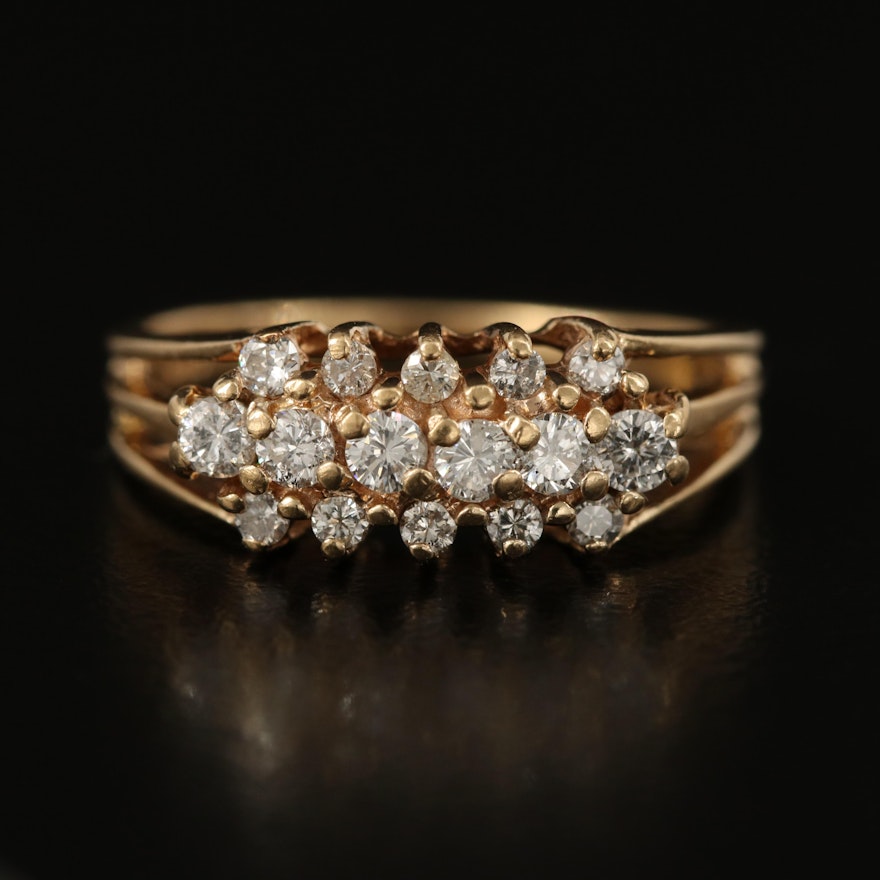 14K 0.33 CTW Diamond Triple Row Ring