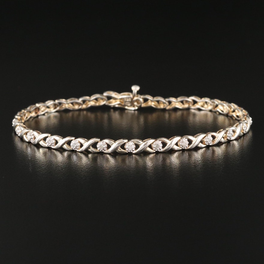 Sterling Diamond Illusion Set X Link Bracelet