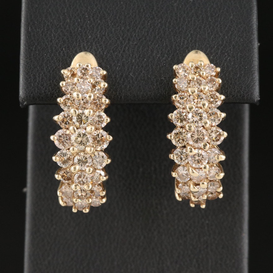 10K 2.98 CTW Diamond J Hoop Earrings