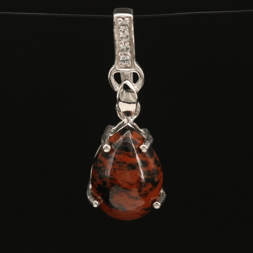 Sterling Mahogany Obsidian and Topaz Pendant