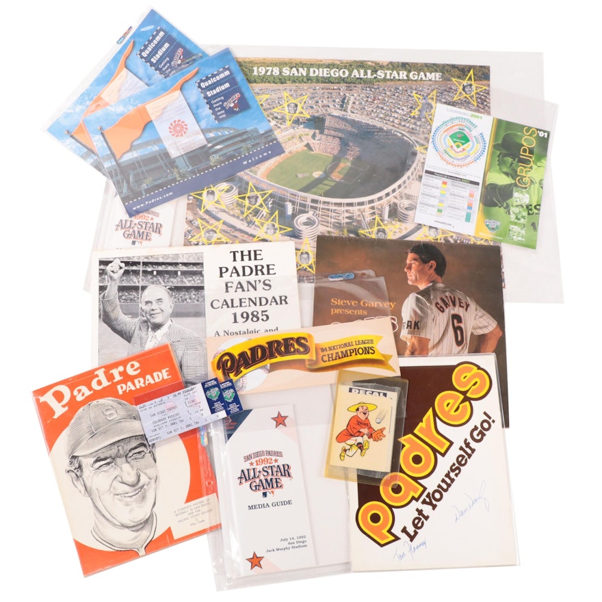 1960s–2000s San Diego Padres Signatures, Programs, Poster, Decals, More