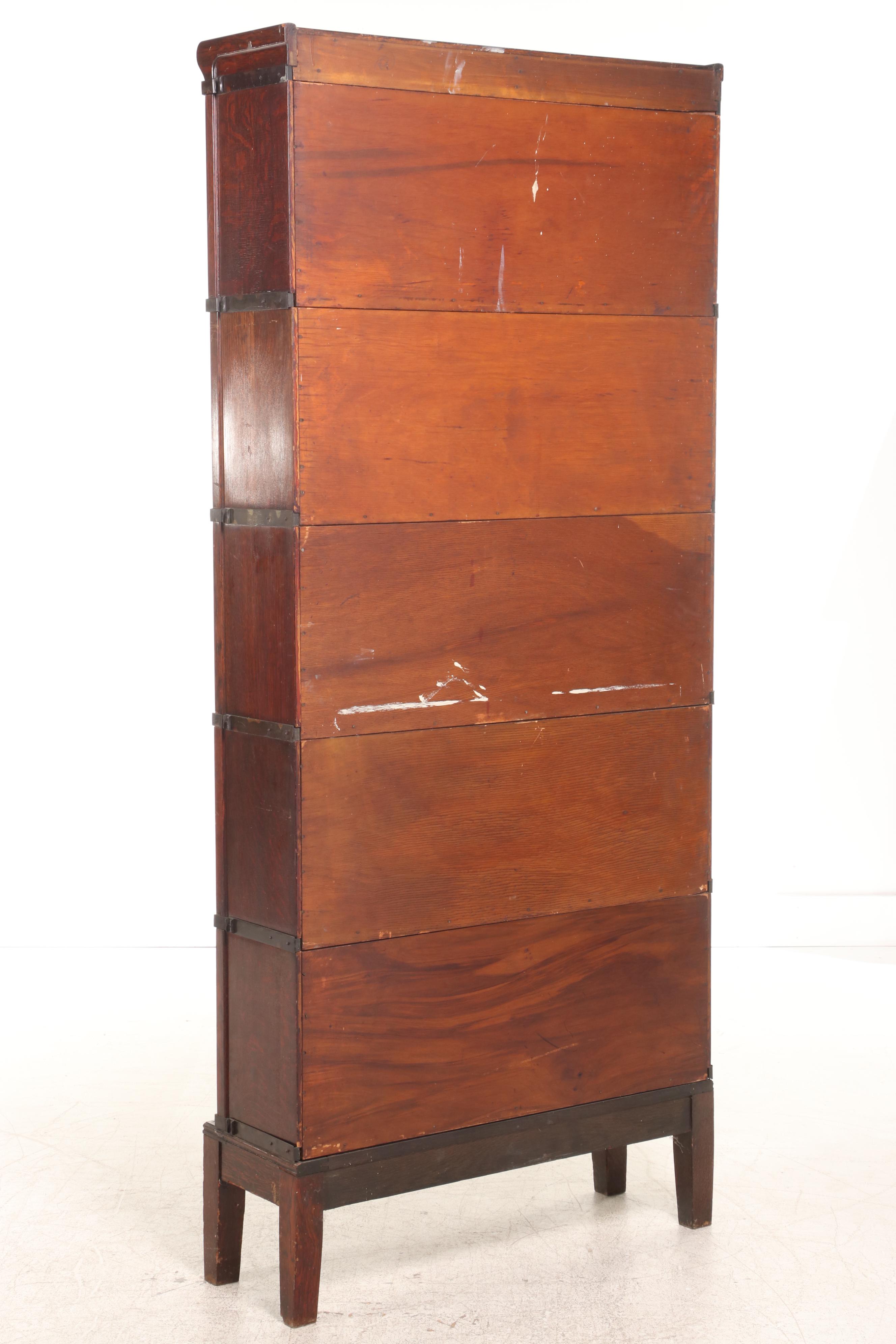 Globe-Wernicke Oak Five-Stack Sectional Barrister's Bookcase, Early 20th Century
