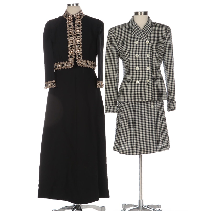 Fred Lansac Paris Embellished Evening Dress Set and Evan-Picone Wool Skirt Suit