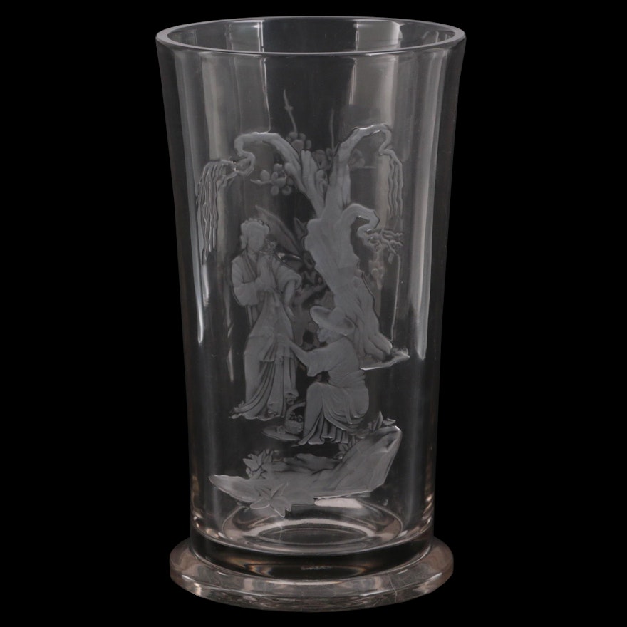 Verlys Clear and Frosted Glass Vase, Early to Mid 20th Century