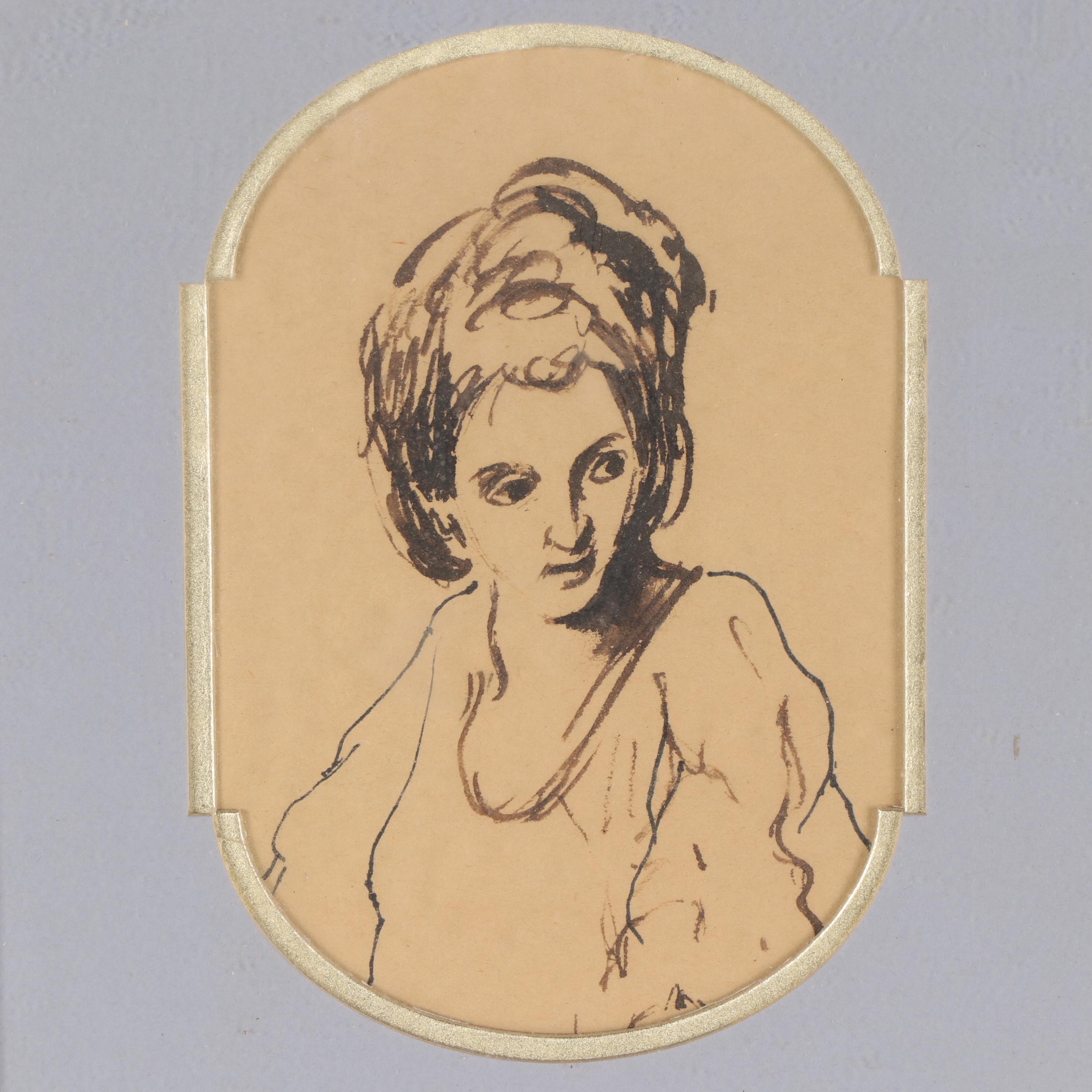 Academic School Portrait Ink Sketch of a Woman