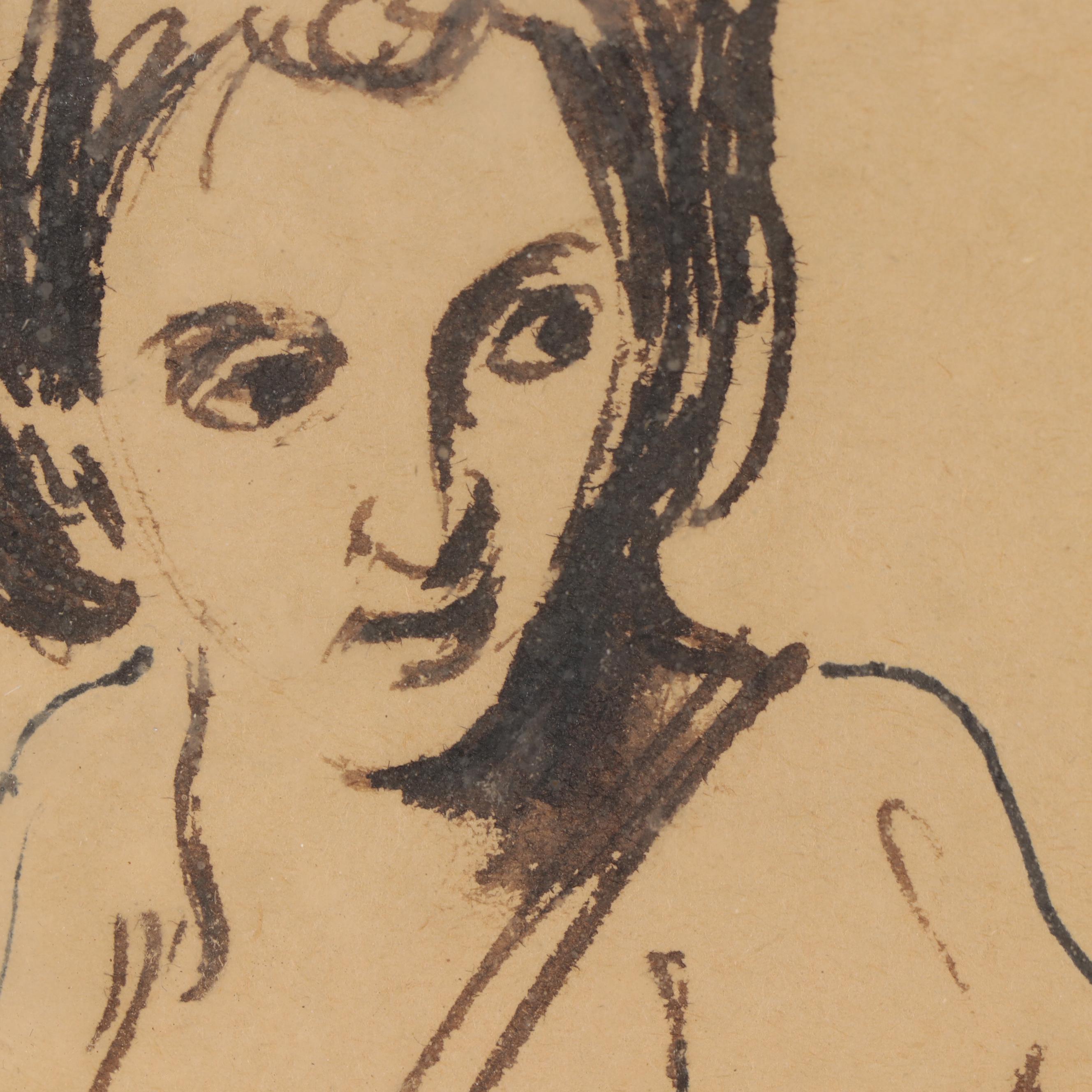 Academic School Portrait Ink Sketch of a Woman