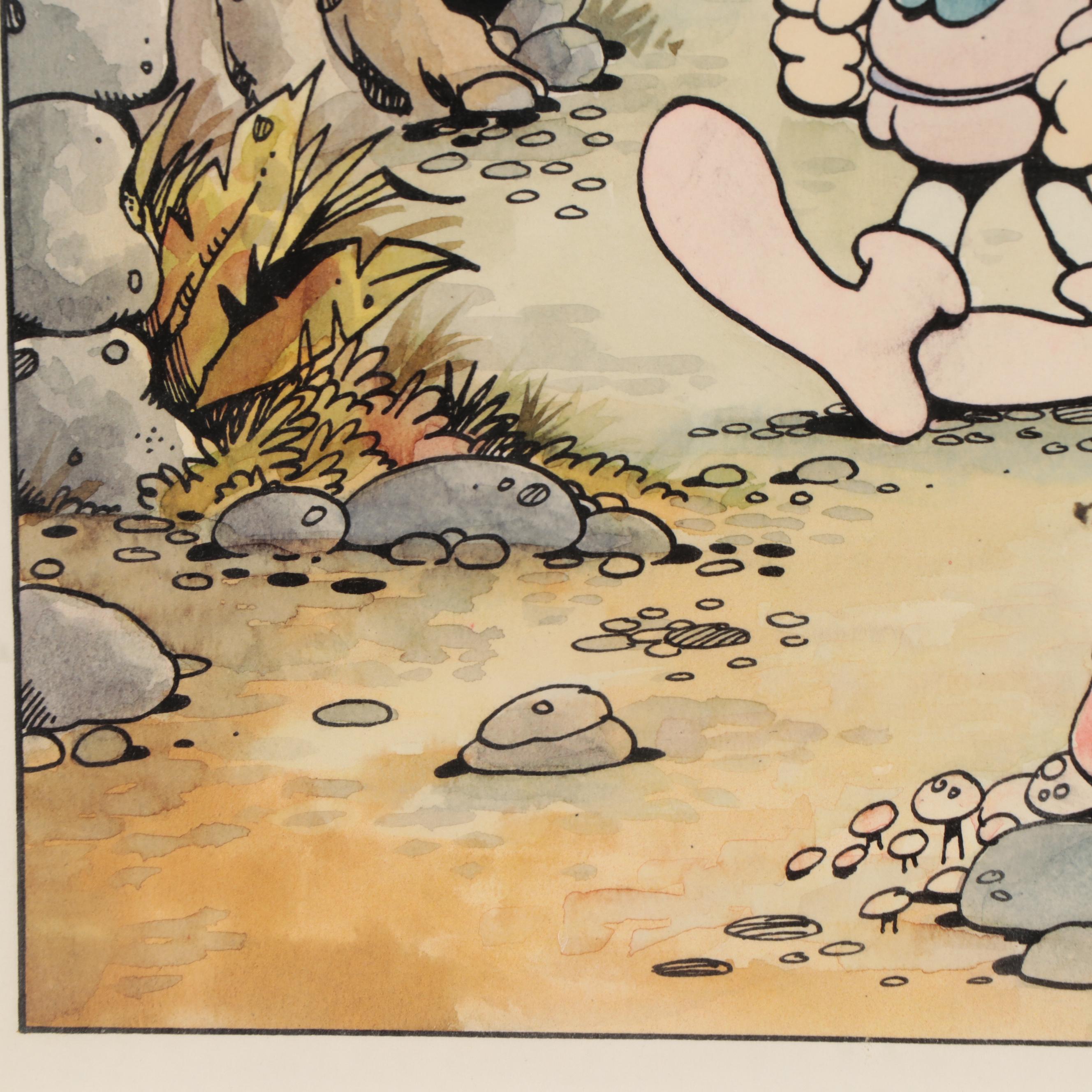 James Montgomery Elliott Ink and Watercolor Illustration, 1974