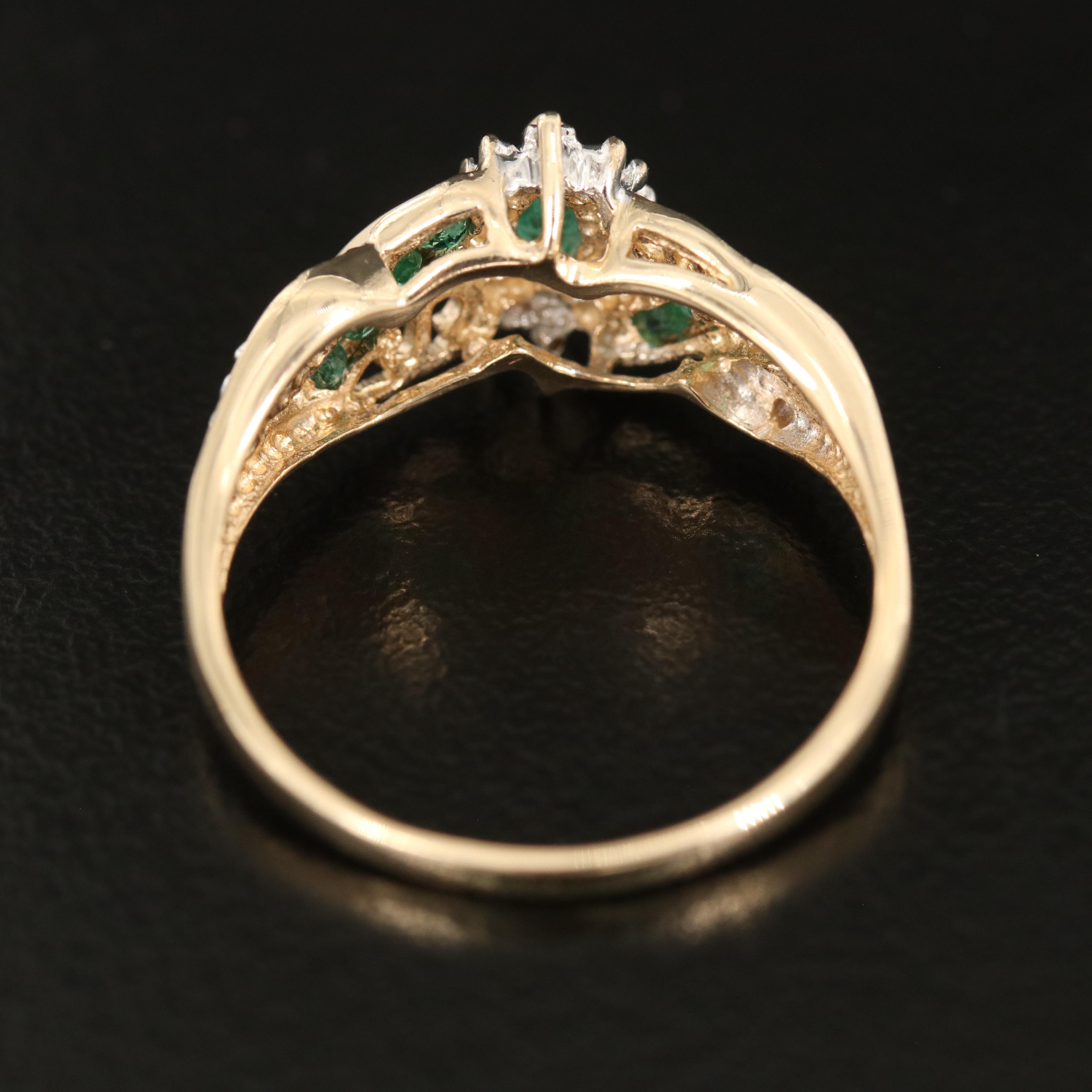 10K Emerald and Diamond Ring