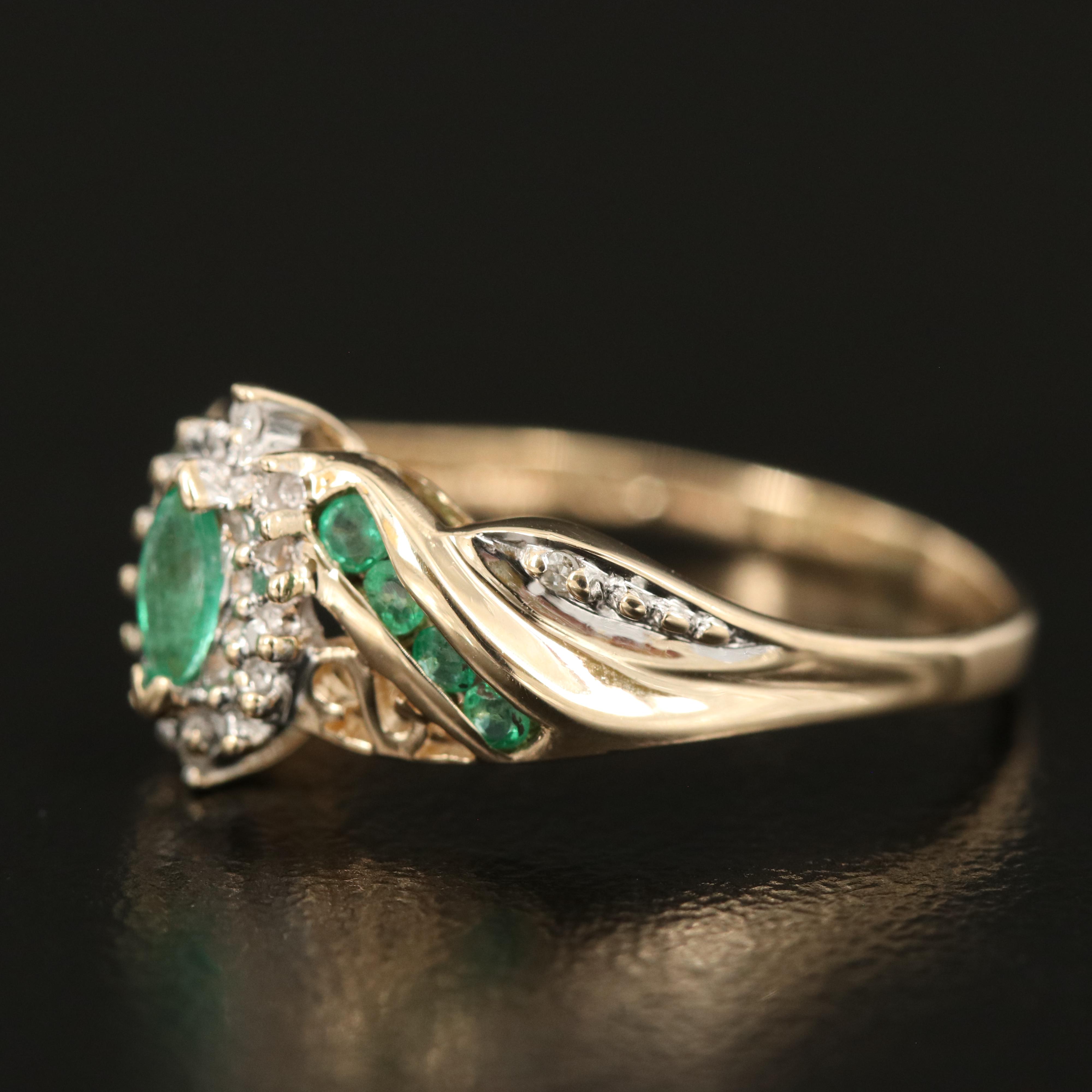 10K Emerald and Diamond Ring