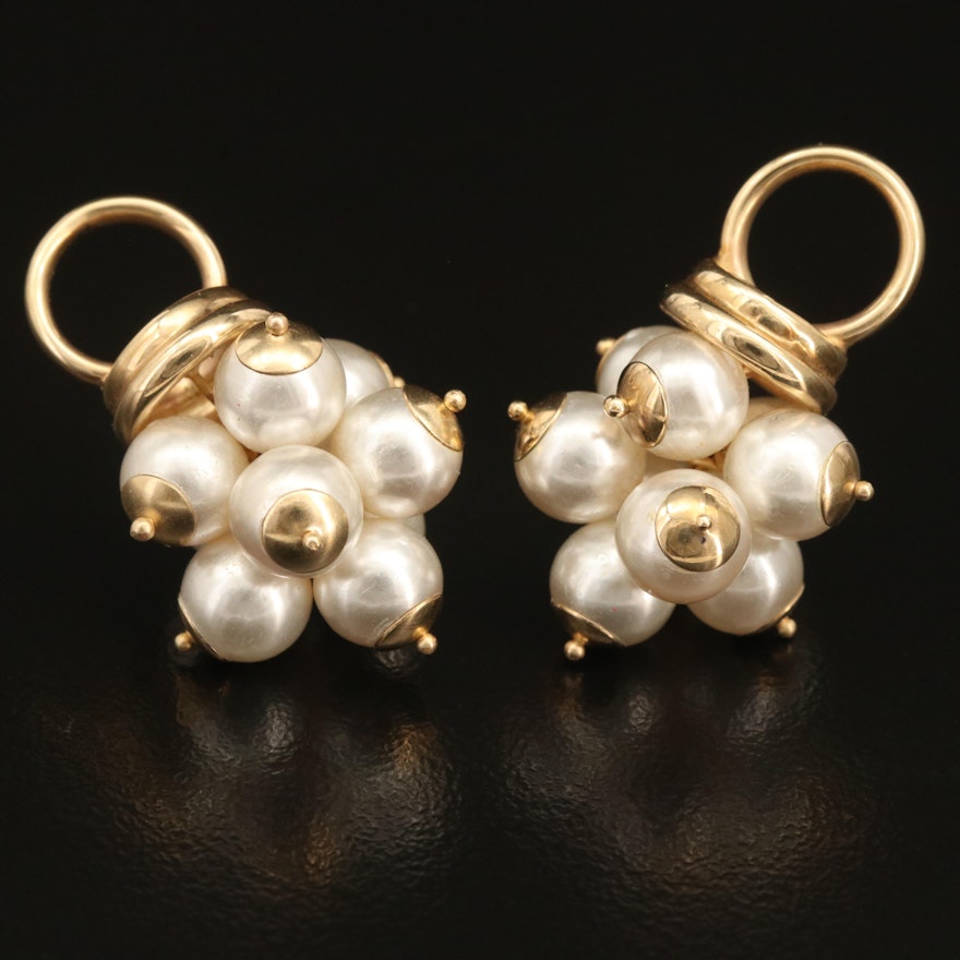 14K Imitation Pearl Hoop Earring Enhancers