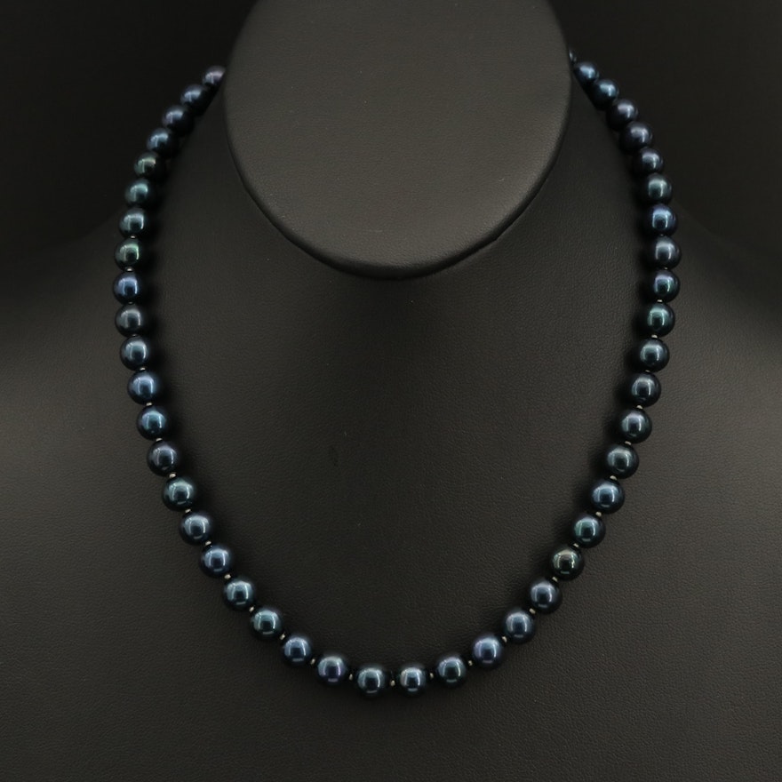 Near-Round Pearl Necklace with 14K Clasp