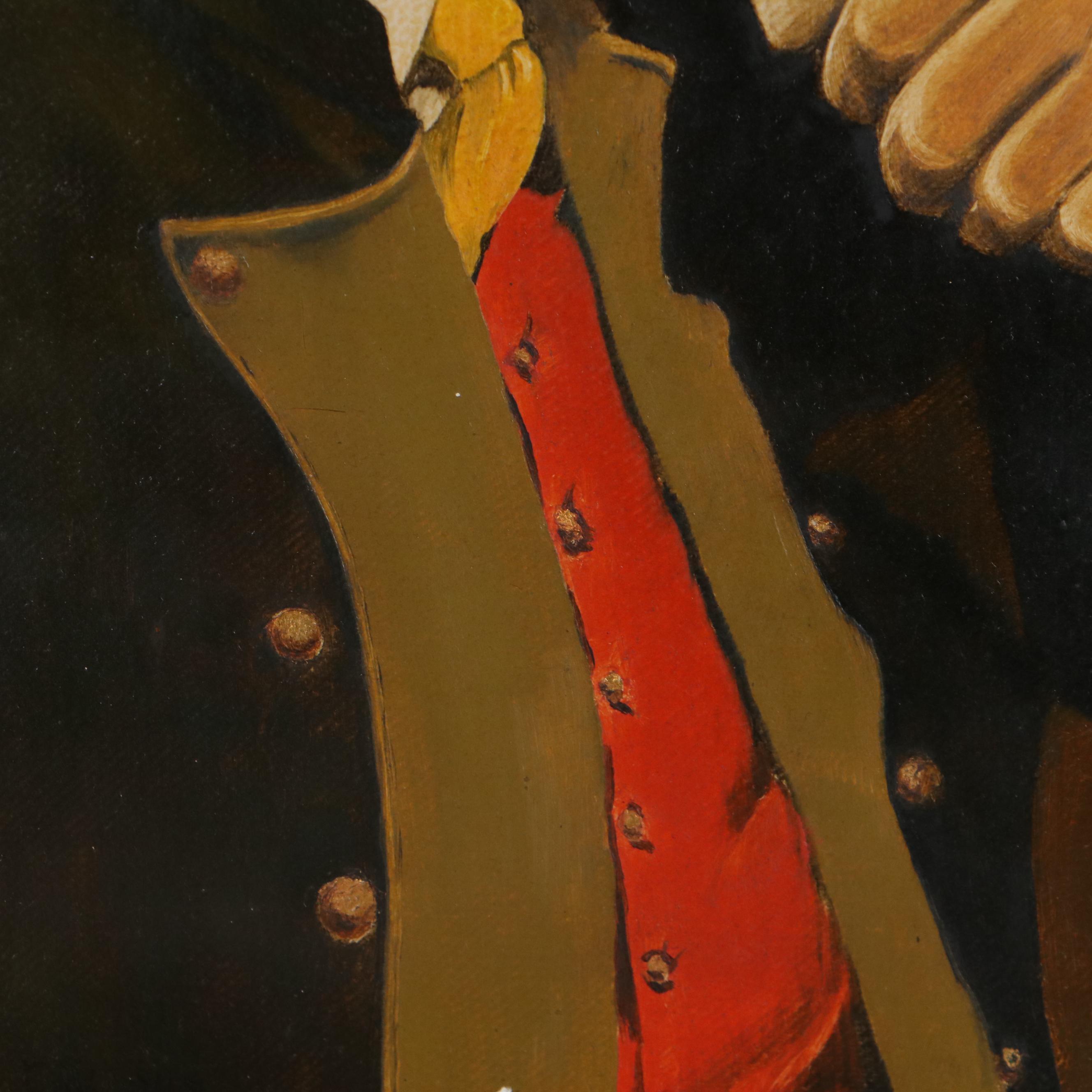 Oil Painting of German Man Drinking Beer, Late 20th Century