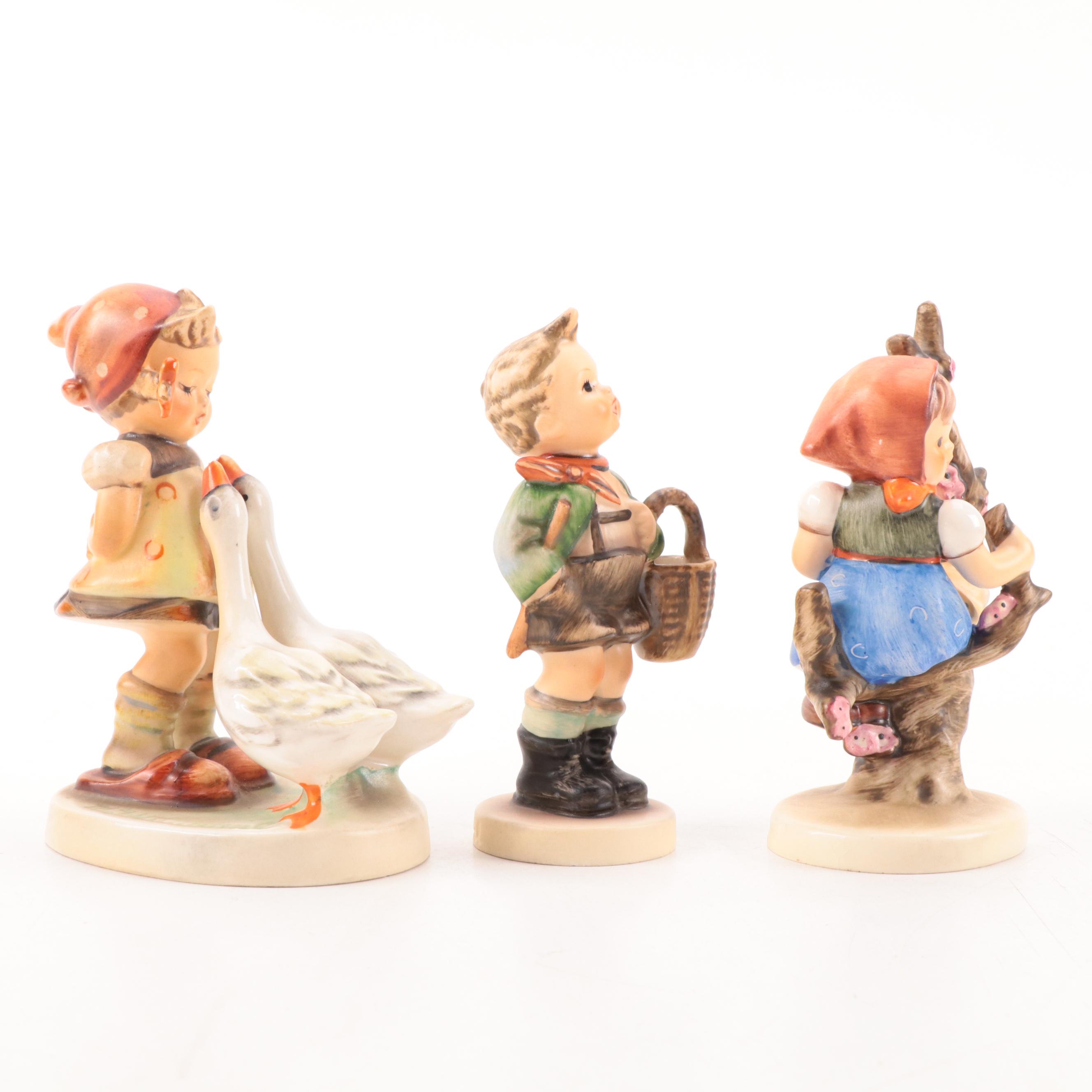 Goebel "Goose Girl", "Apple Tree Girl" and "Village Boy" Porcelain Figurines