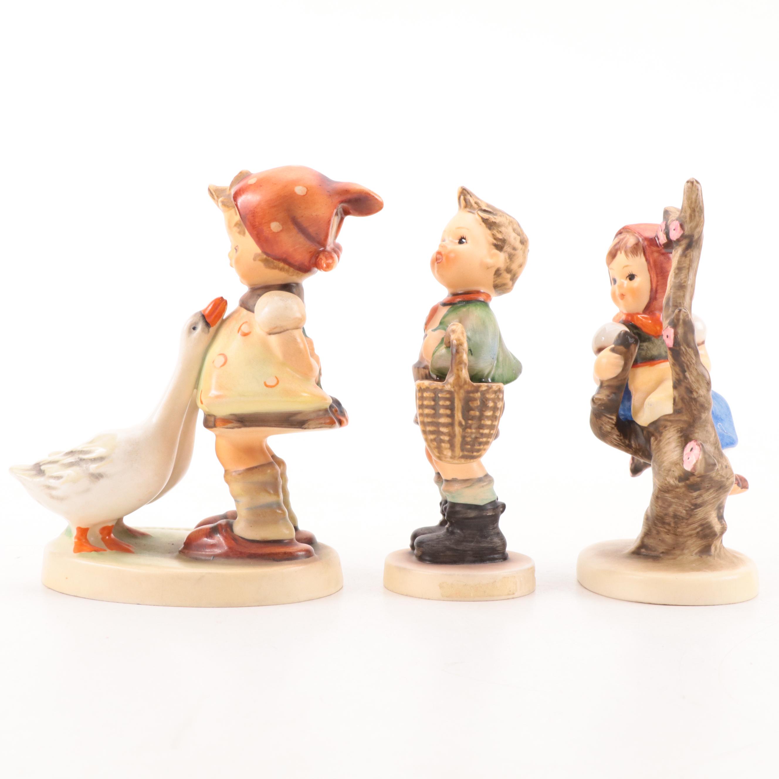 Goebel "Goose Girl", "Apple Tree Girl" and "Village Boy" Porcelain Figurines