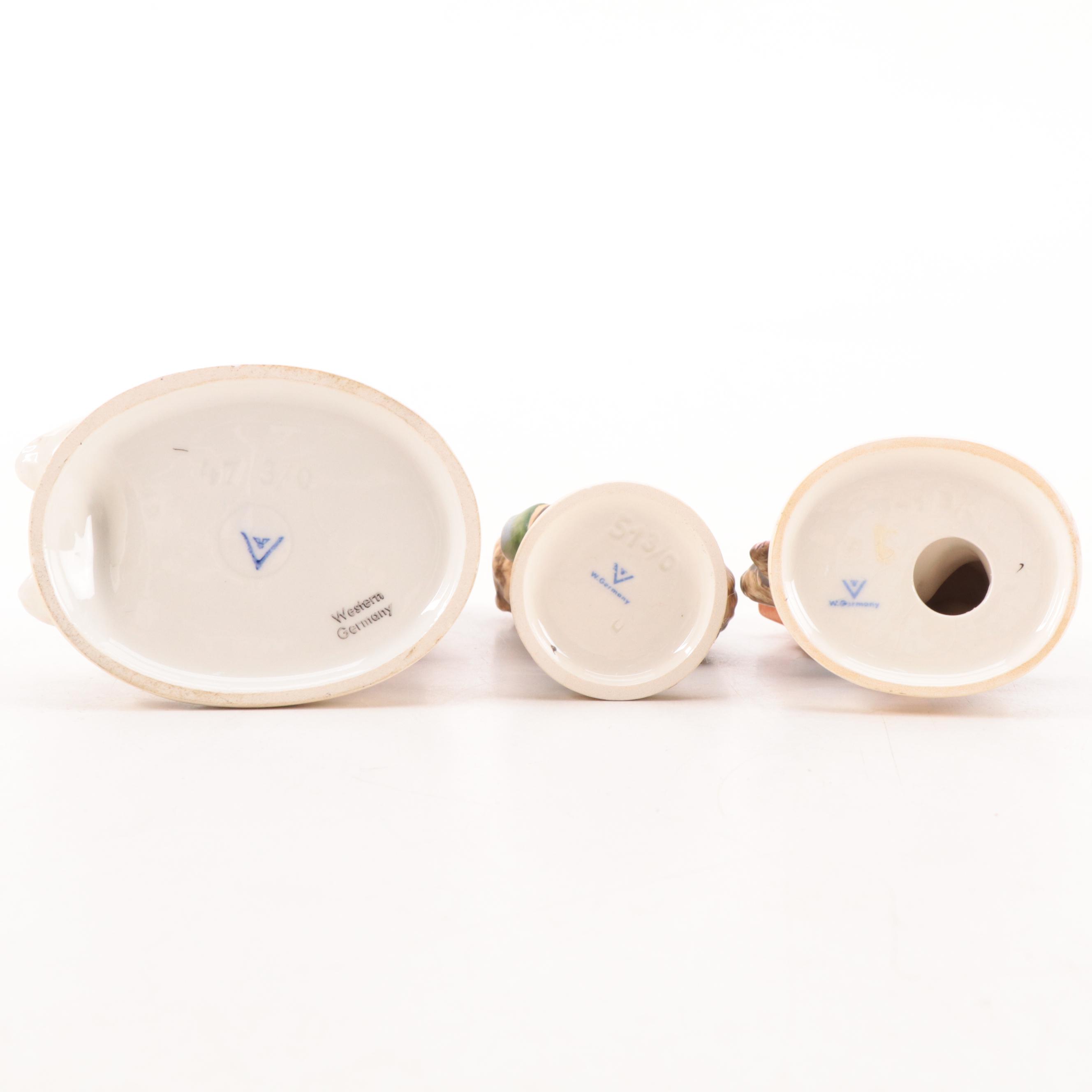 Goebel "Goose Girl", "Apple Tree Girl" and "Village Boy" Porcelain Figurines