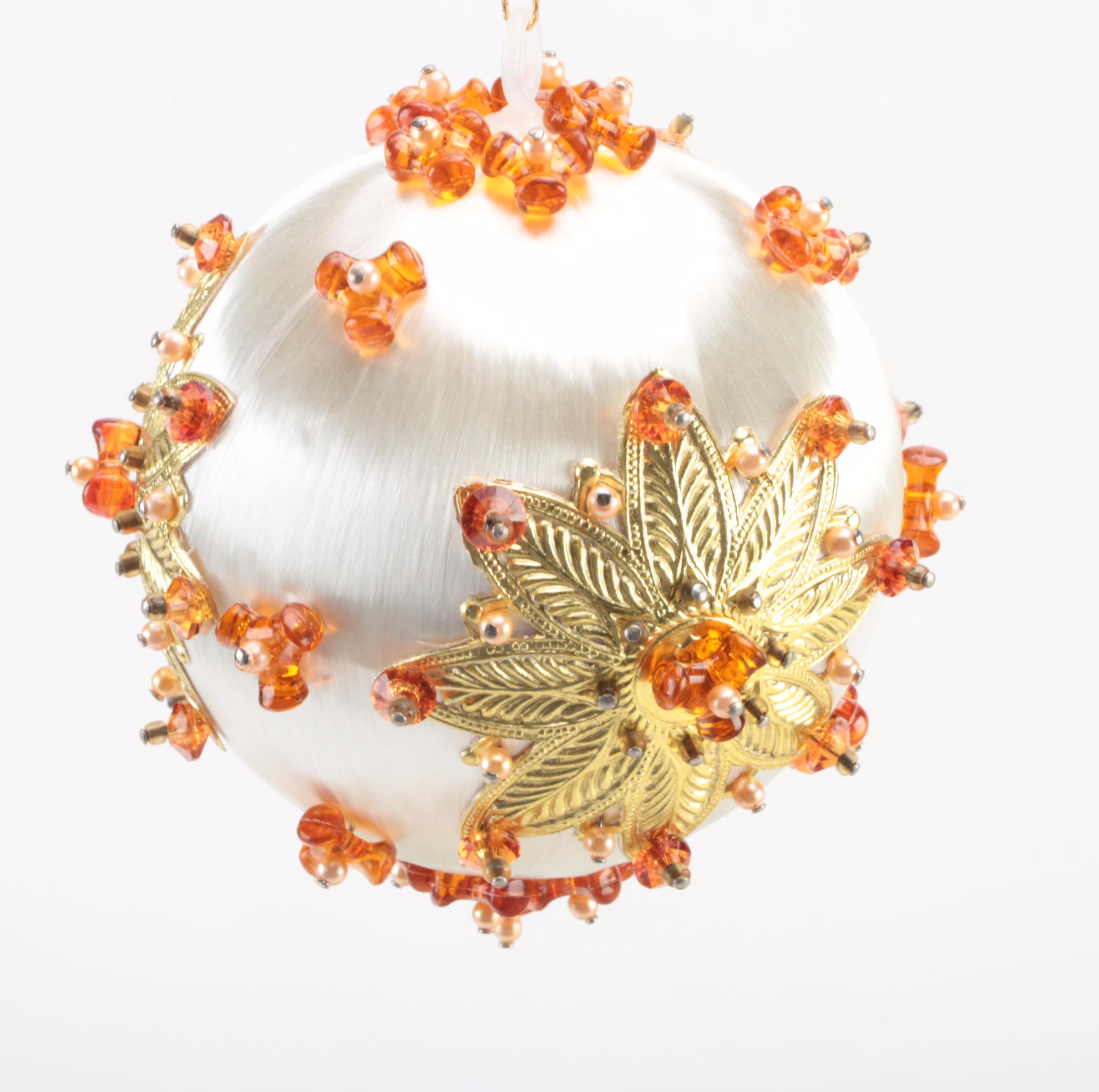 Handmade Victorian Style Bead and Sequin Decorated Ornaments, Mid-20th C.