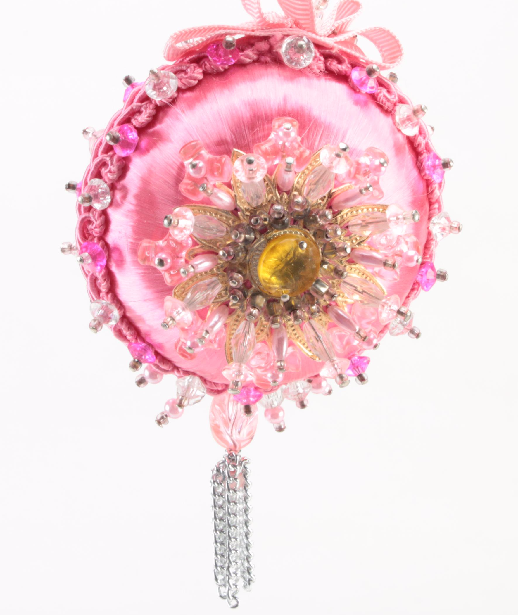 Handmade Victorian Style Bead and Sequin Decorated Ornaments, Mid-20th C.