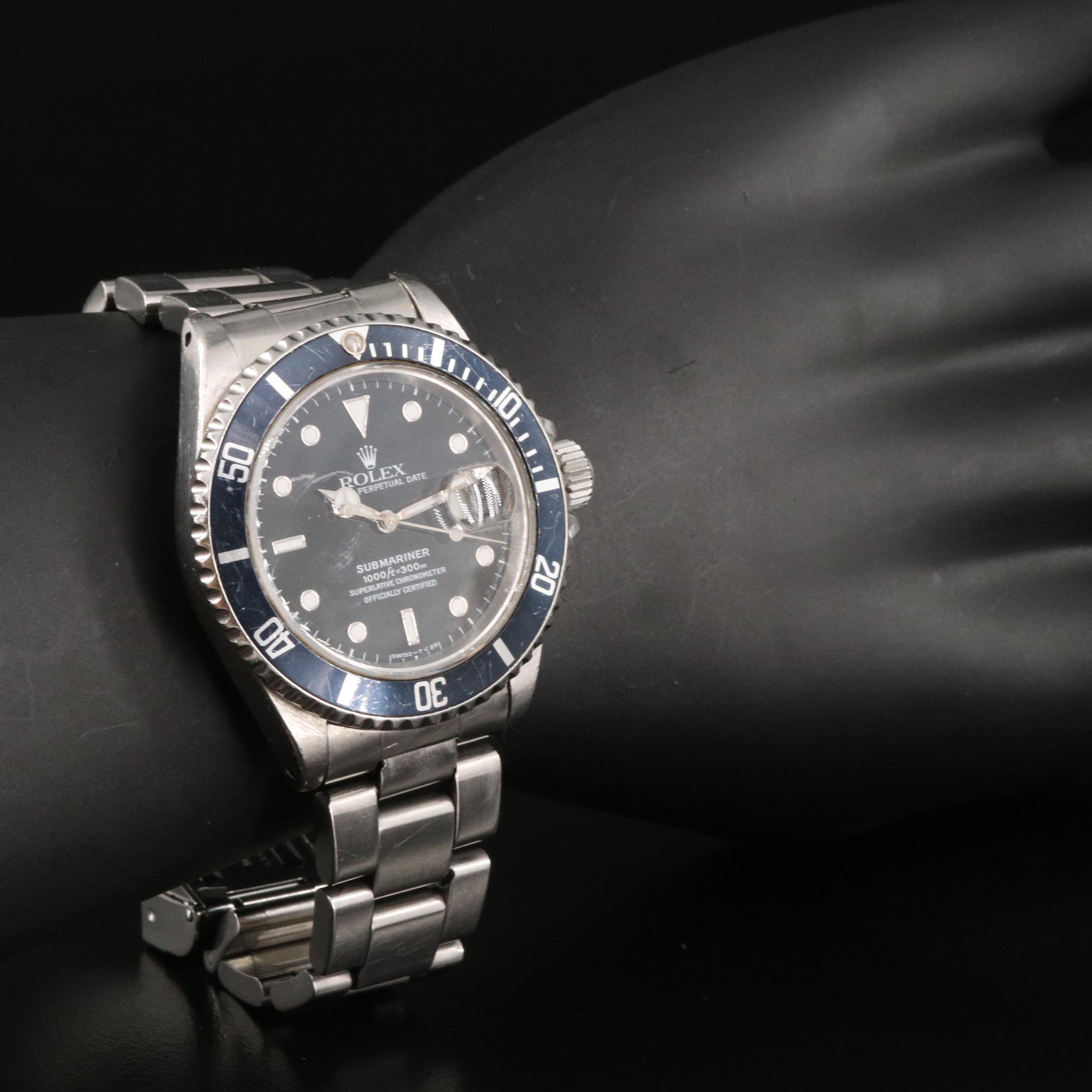 1985 Rolex Submariner Date Chronometer Stainless Steel and Aluminum Watch