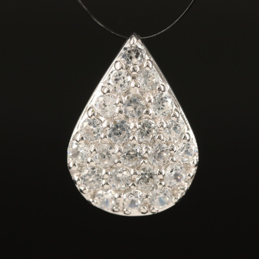 Sterling Zircon Teardrop Pendant