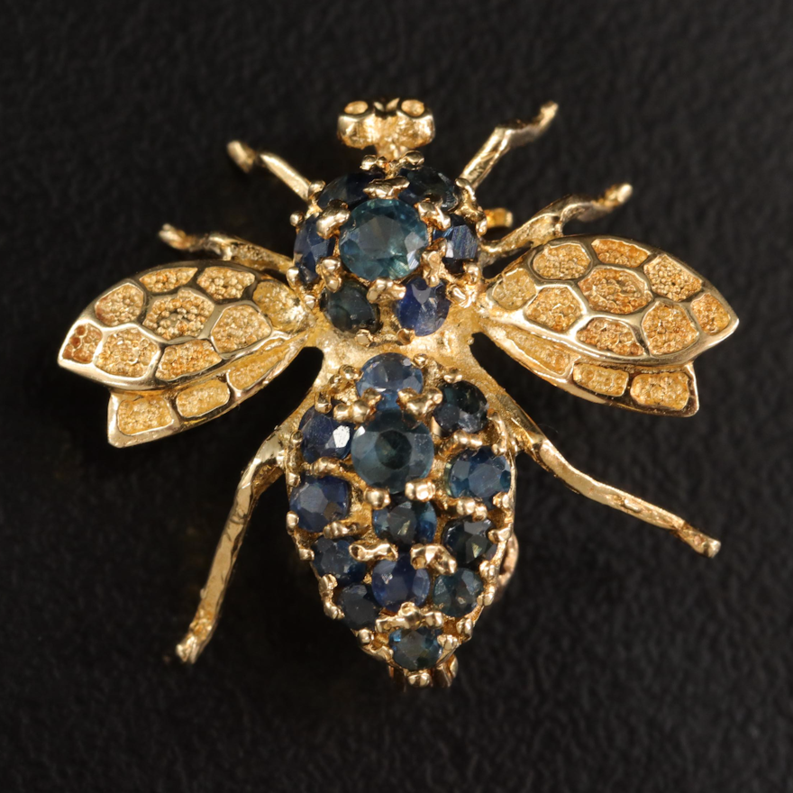 14K Sapphire Insect Brooch