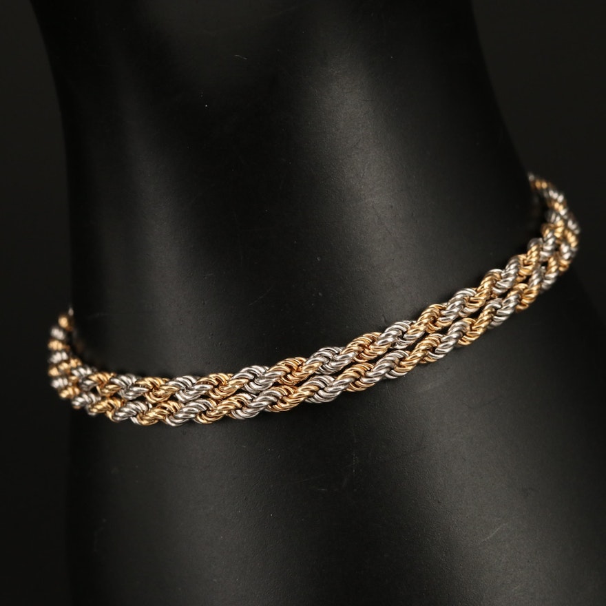 18K and Platinum Double Rope Chain Bracelet