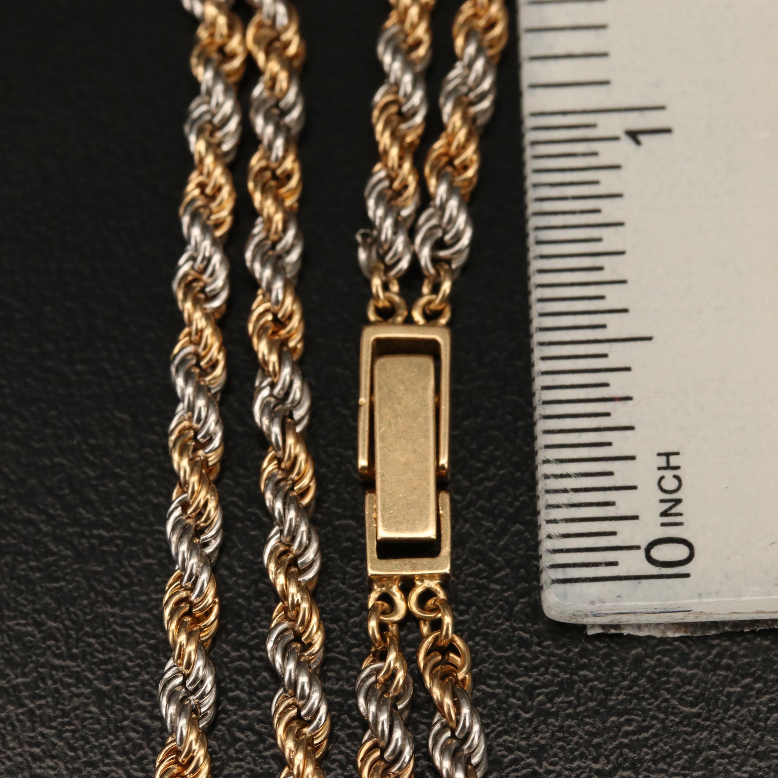 18K and Platinum Double Rope Chain Bracelet