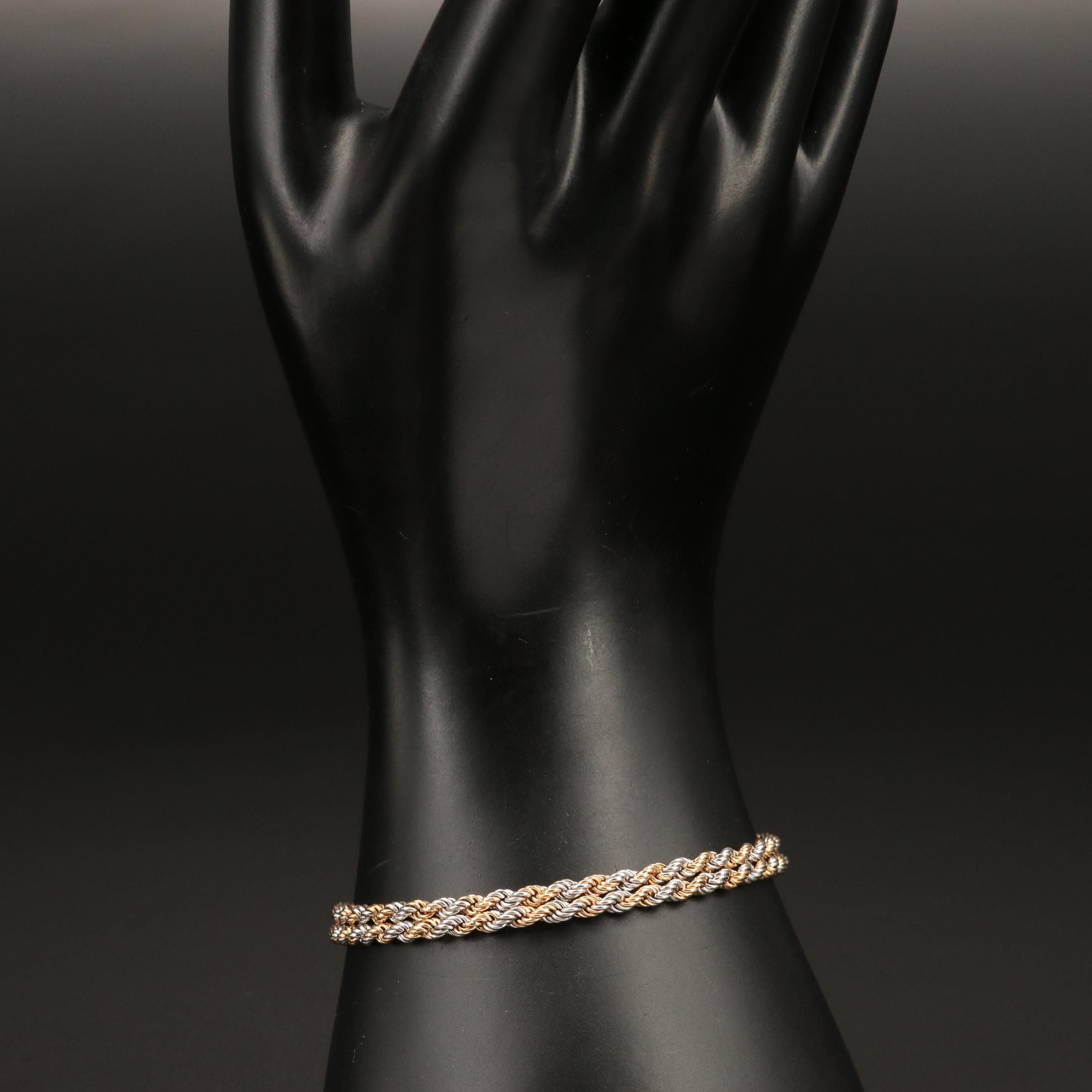 18K and Platinum Double Rope Chain Bracelet